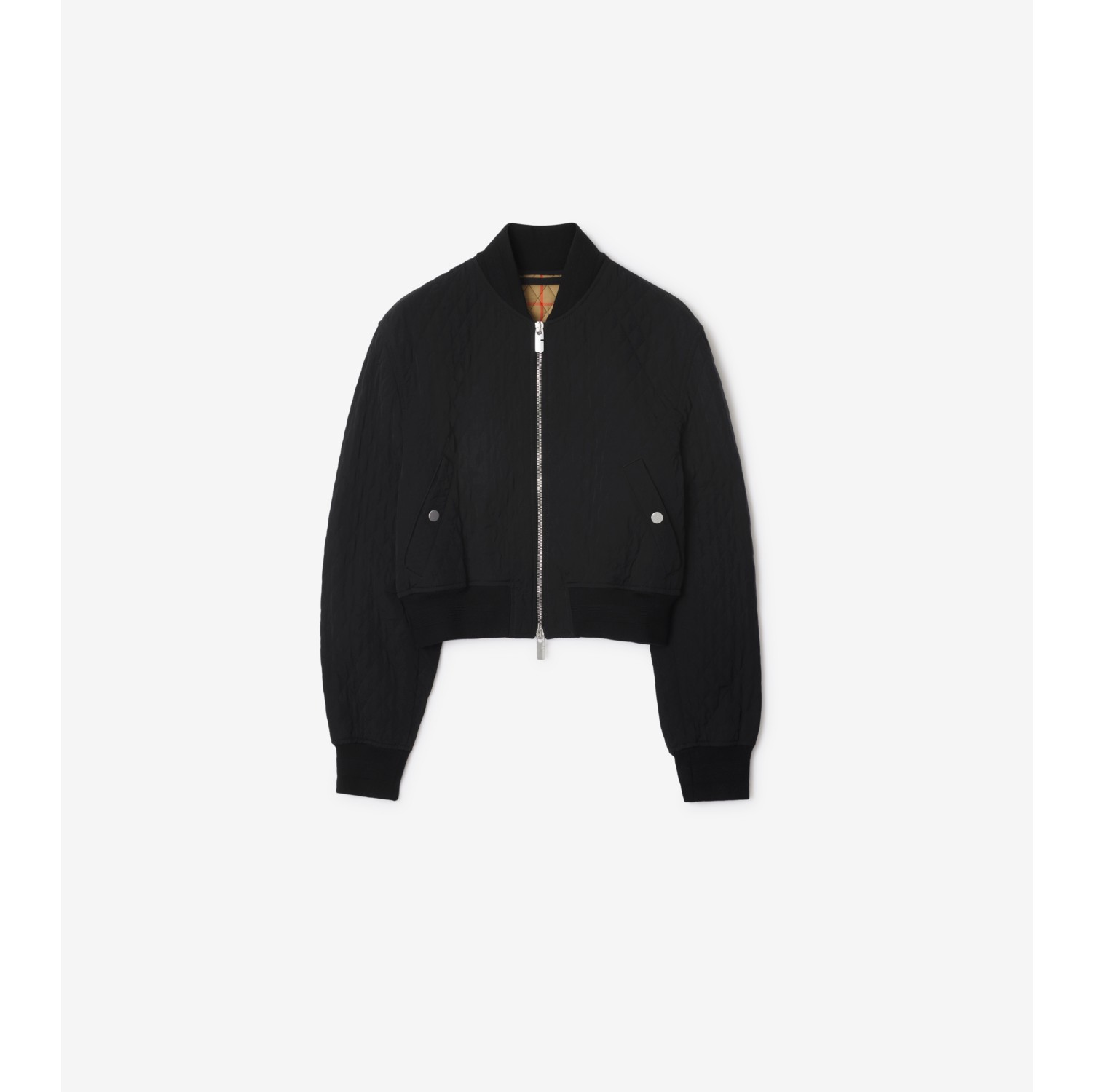 Cropped Quilted Nylon Bomber Jacket