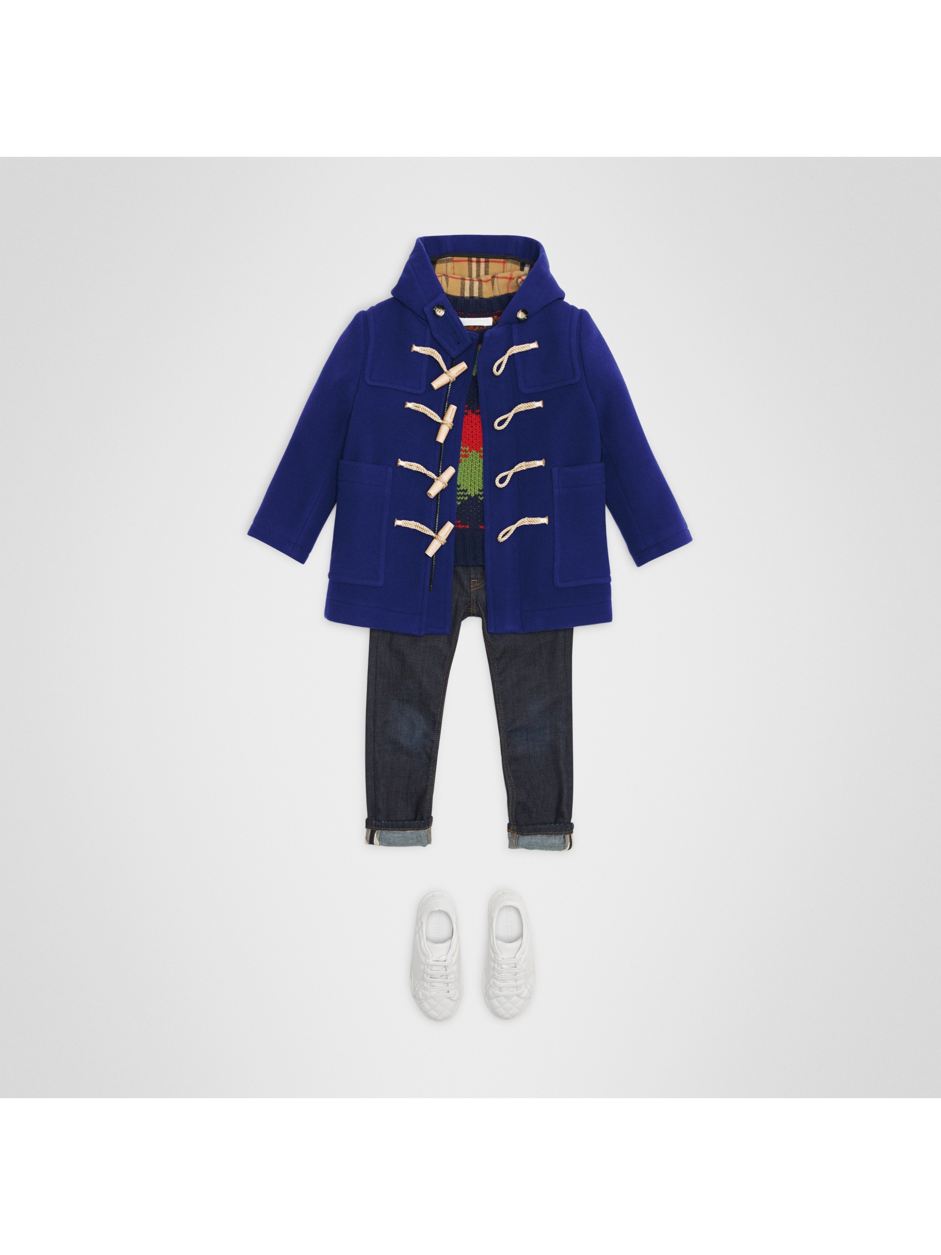 brilliant blue double-faced wool duffle coat image21