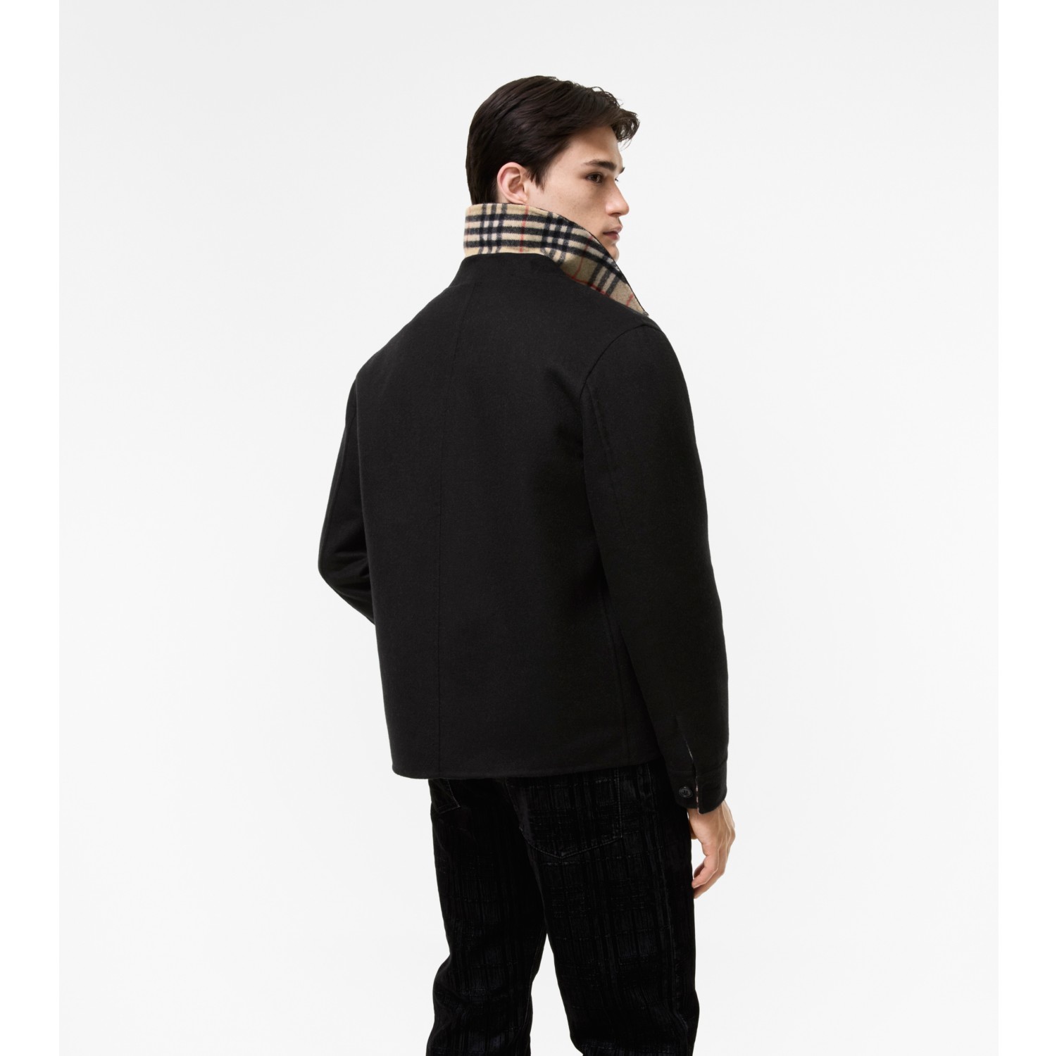 Wool Thorn Overshirt in Black/sand beige - Men | Burberry® Official