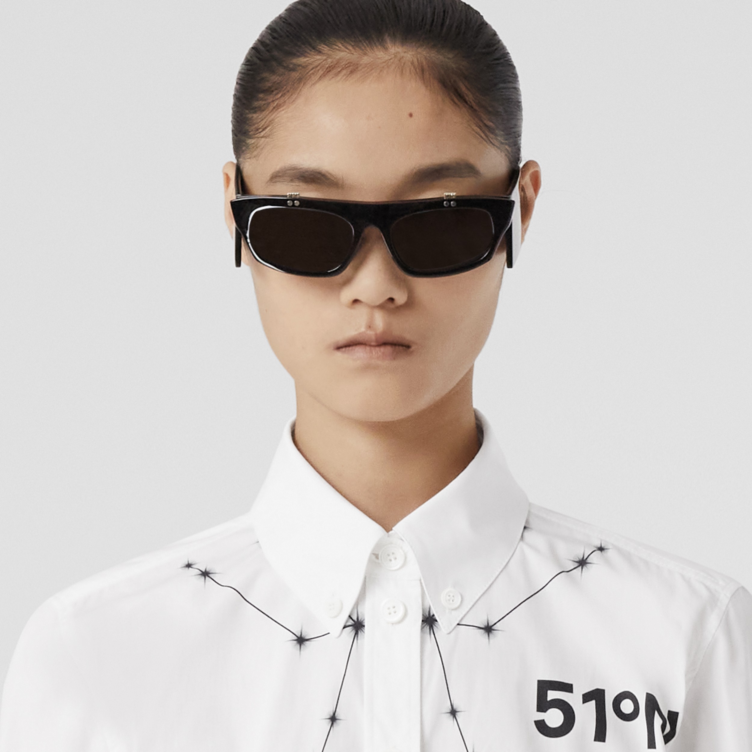 Camisa de algodão com estampa de constelações (Branco Óptico) - Mulheres | Burberry® oficial - 2
