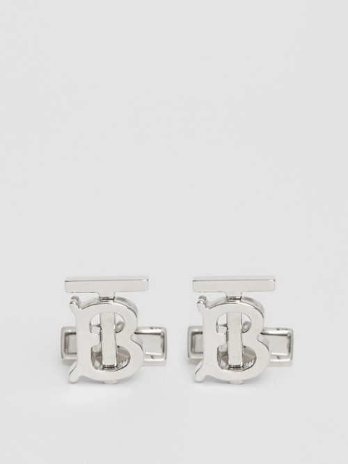 Shop Burberry Monogram Motif Palladium-plated Cufflinks