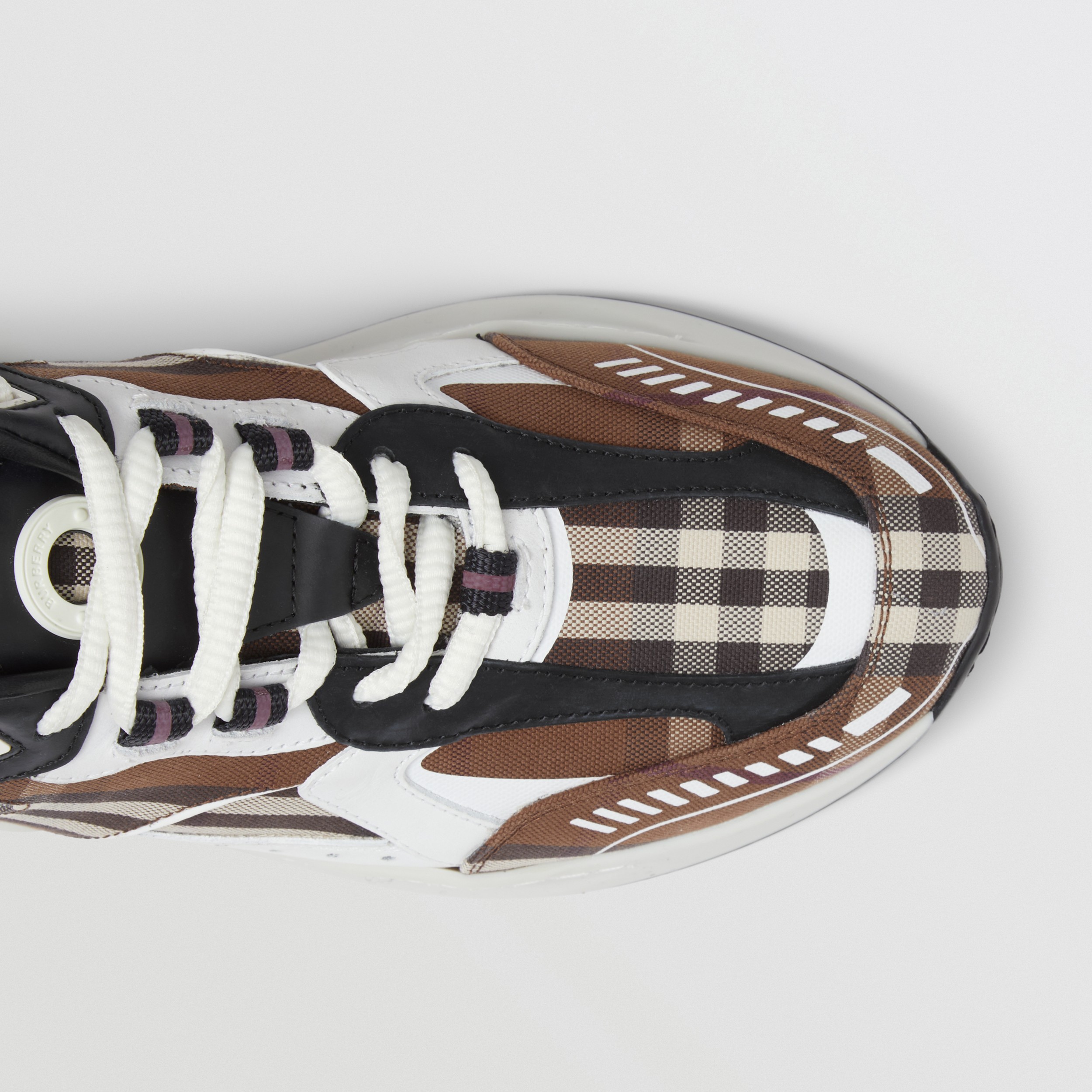 Vintage Check Cotton and Leather Sneakers in Dark Birch Brown - Women | Burberry® Official - 2