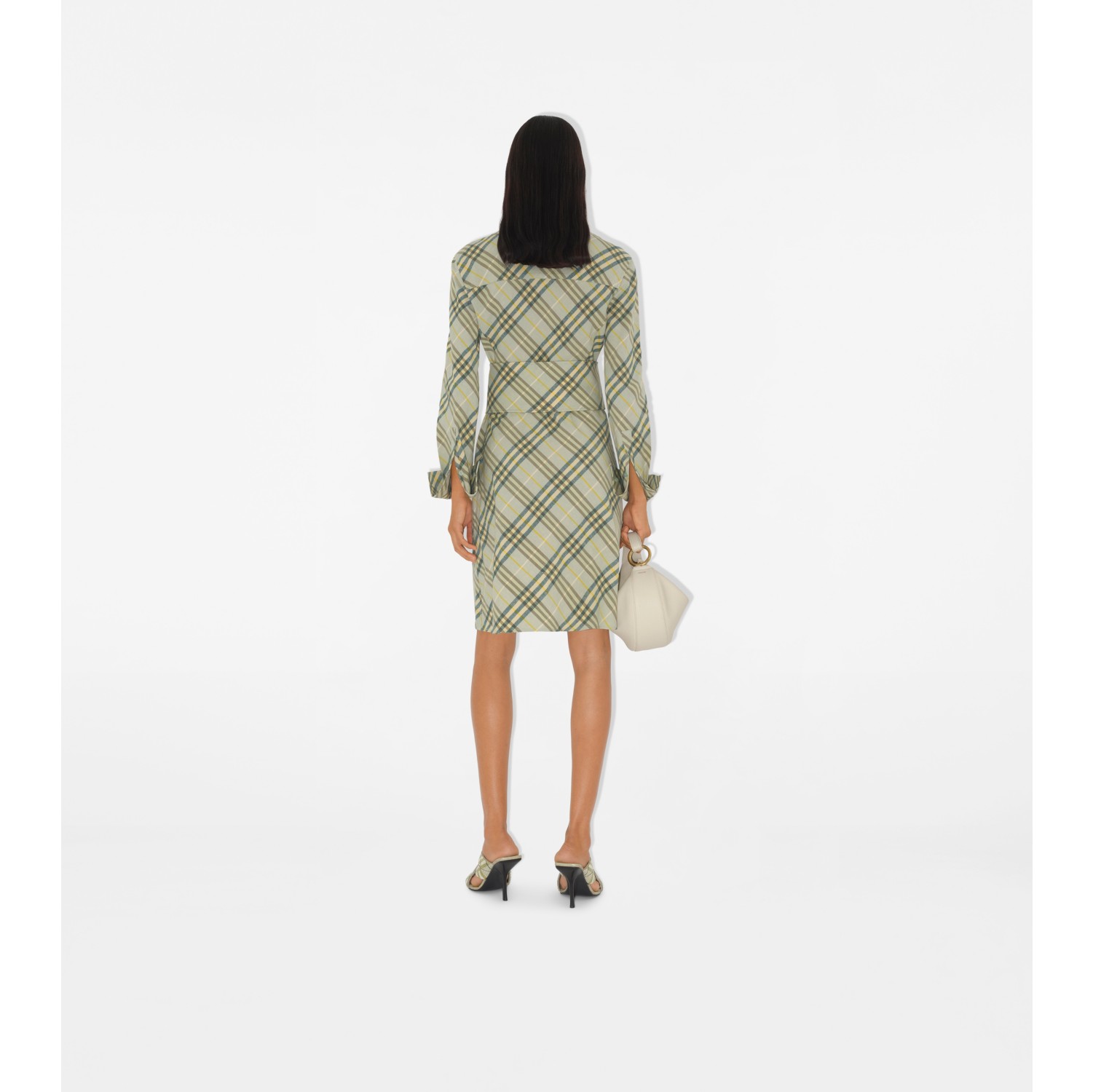 Check Stretch Linen Shirt Dress