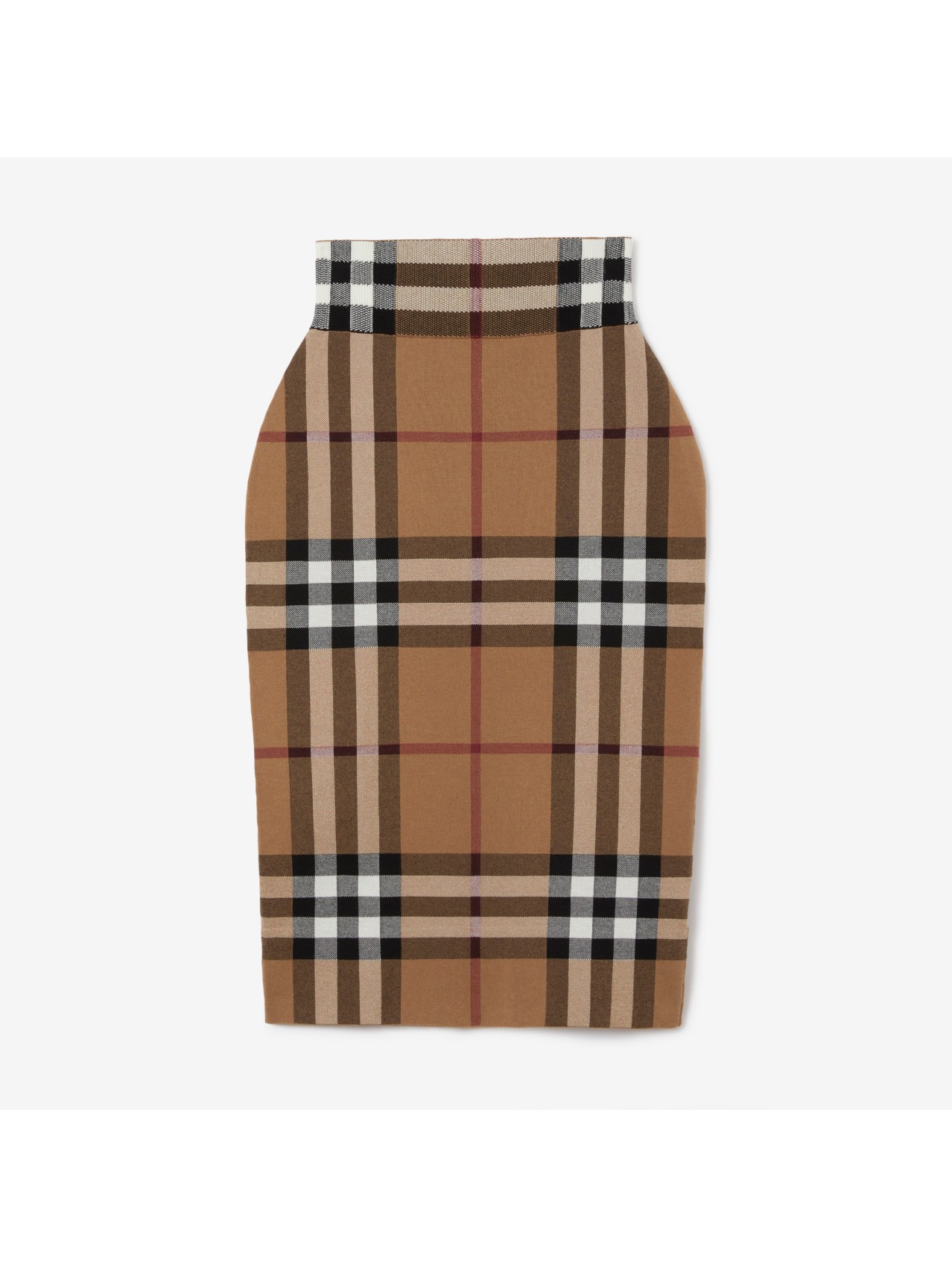 Check Cotton Silk Blend Jacquard Skirt in Birch Brown | Burberry