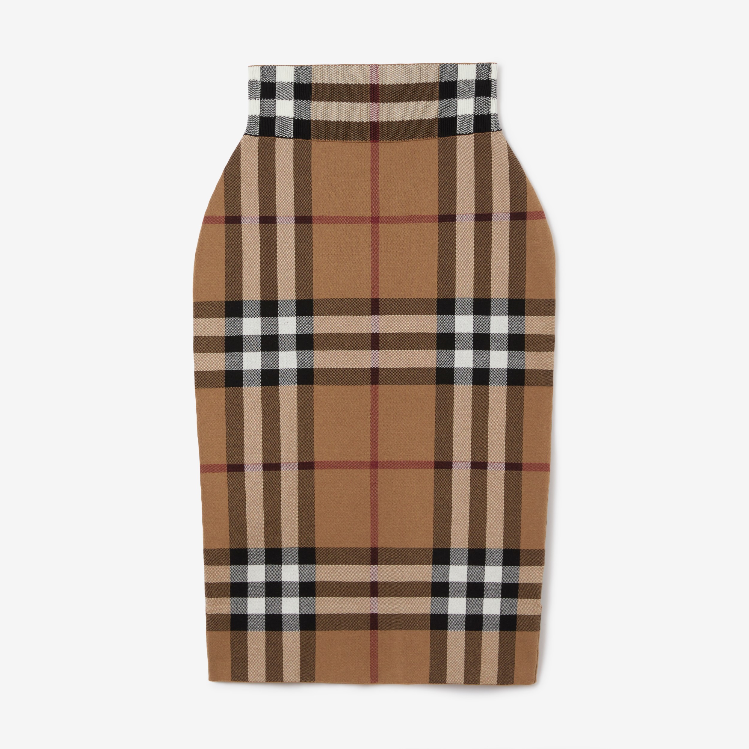 チェック コットンシルクブレンド ジャカードスカート (バーチブラウン) | Burberry®公式サイト