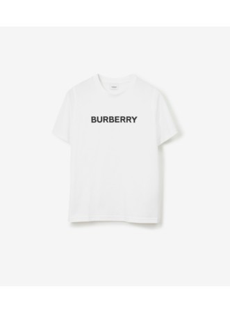 Logo Print Cotton T-shirt in Camel - Women | Burberry® Official