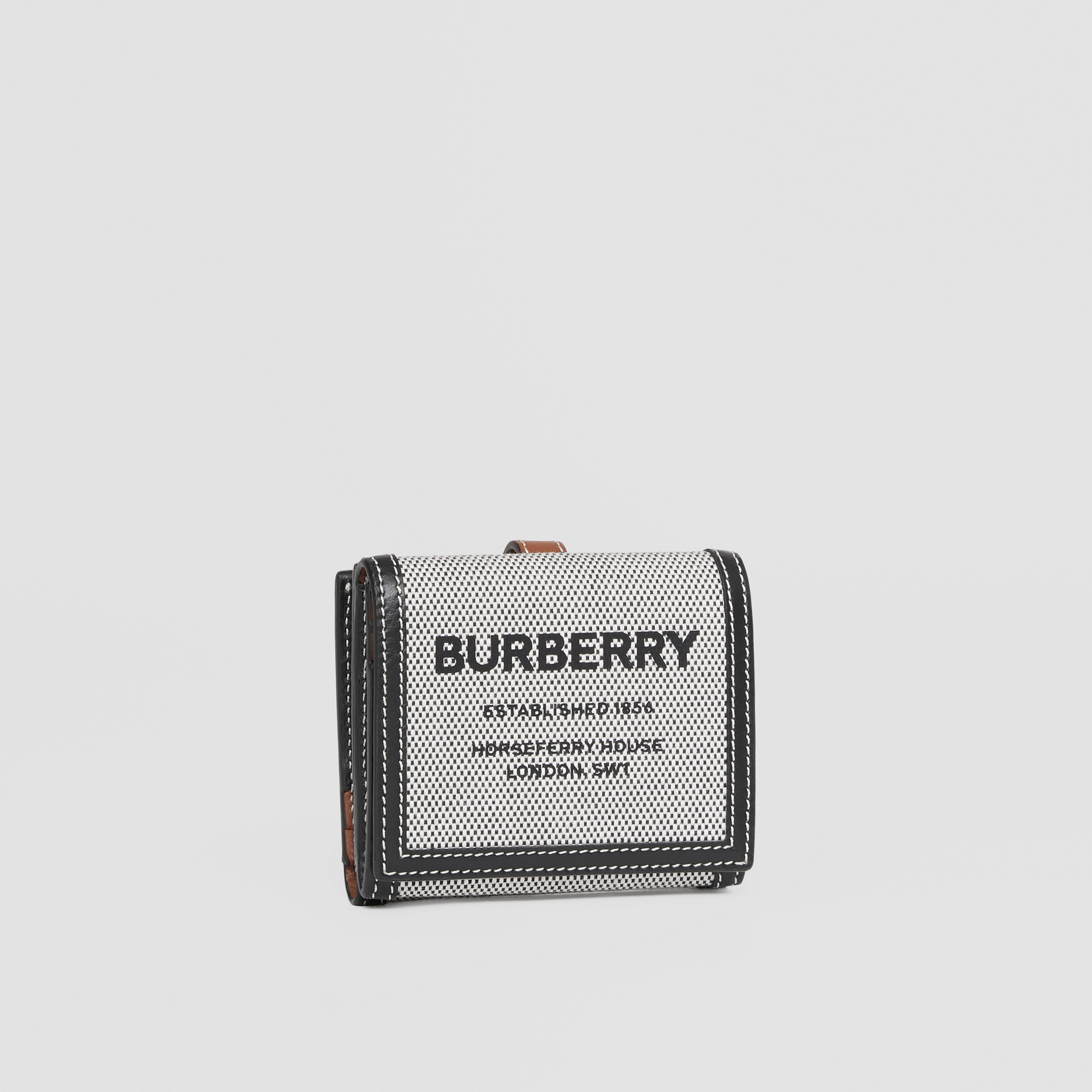 Horseferry Print Cotton Canvas Folding Wallet in Black/tan - Women | Burberry® Official - 4