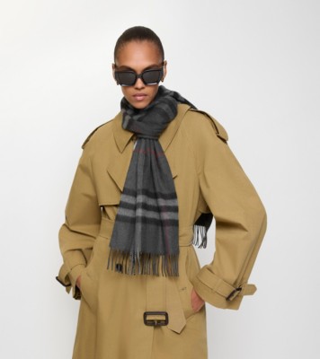 チェック カシミアスカーフ (チャコール) | Burberry®公式サイト