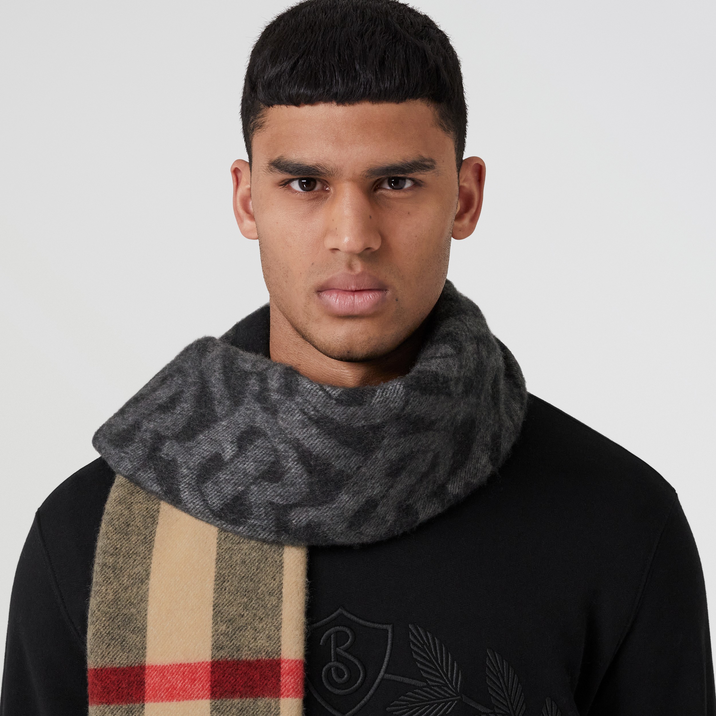 Check Cashmere Reversible Scarf in Black/white | Burberry® Official - 4