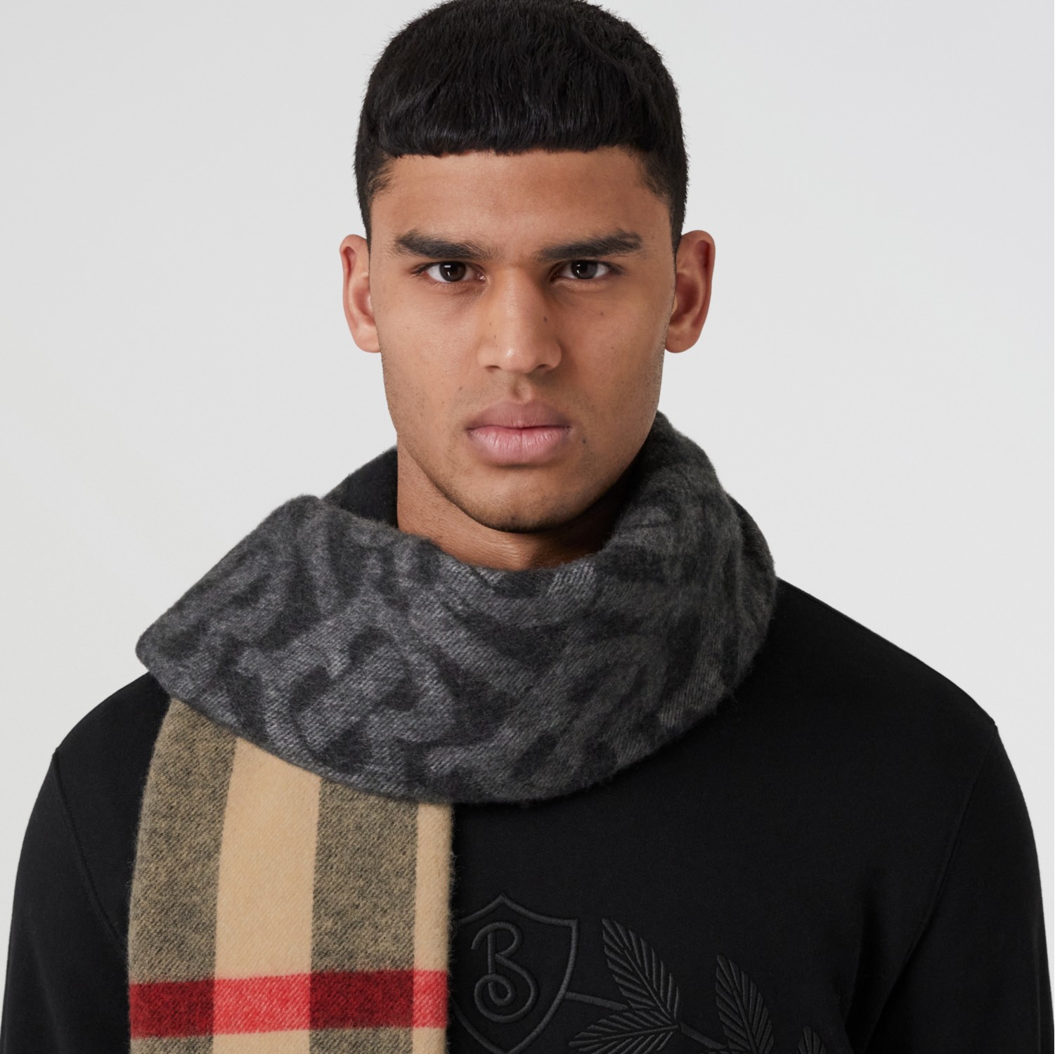 Check Cashmere Reversible Scarf in Black/white | Burberry® Official