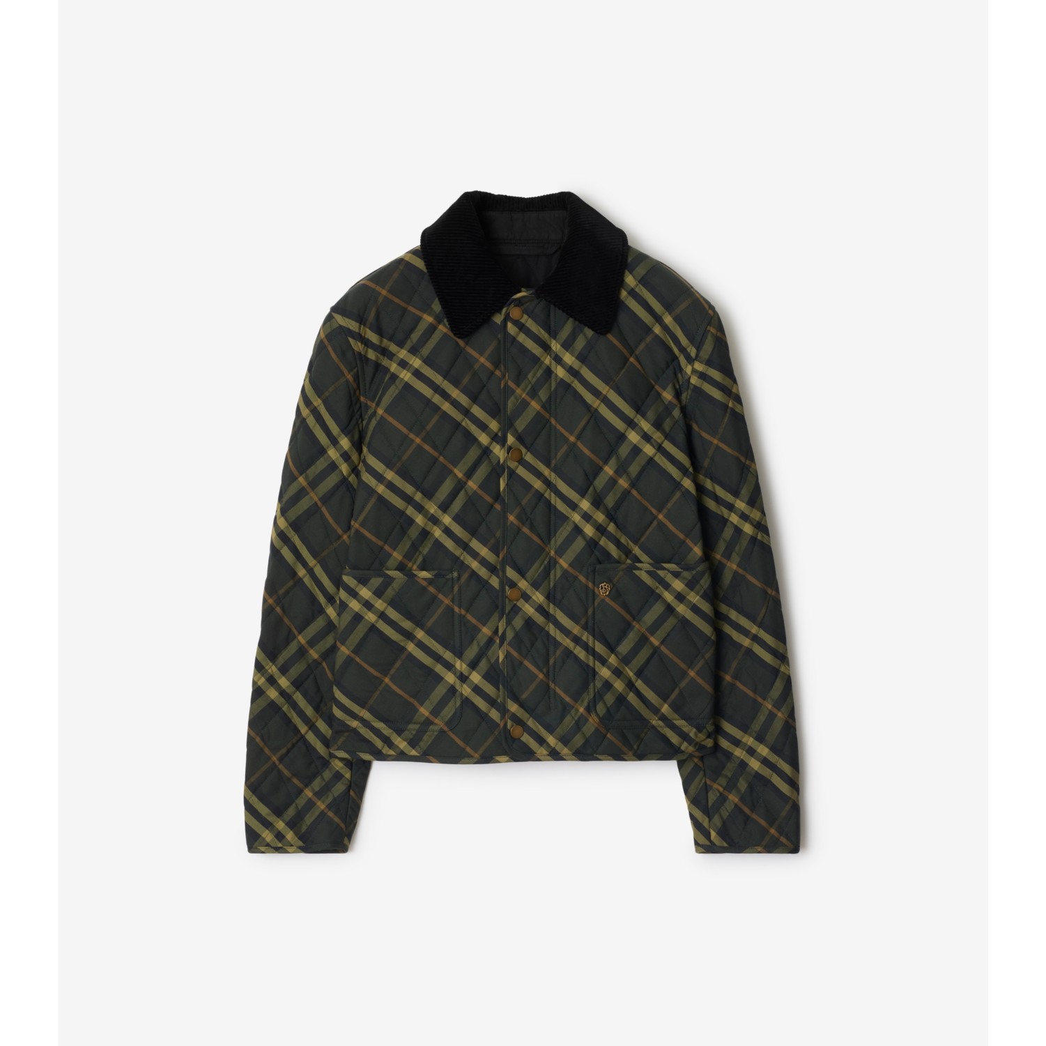 Cropped Check Quilted Barn Jacket