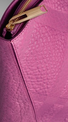 light magenta pink medium embossed check leather tote bag
