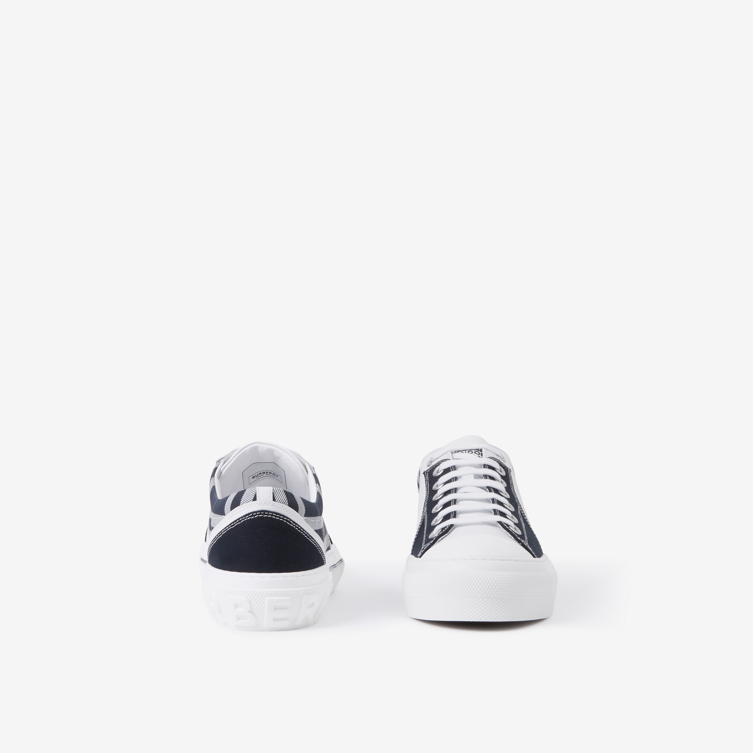 Sneaker in pelle, cotone e Check (Bianco/navy) - Uomo | Sito ufficiale Burberry® - 4