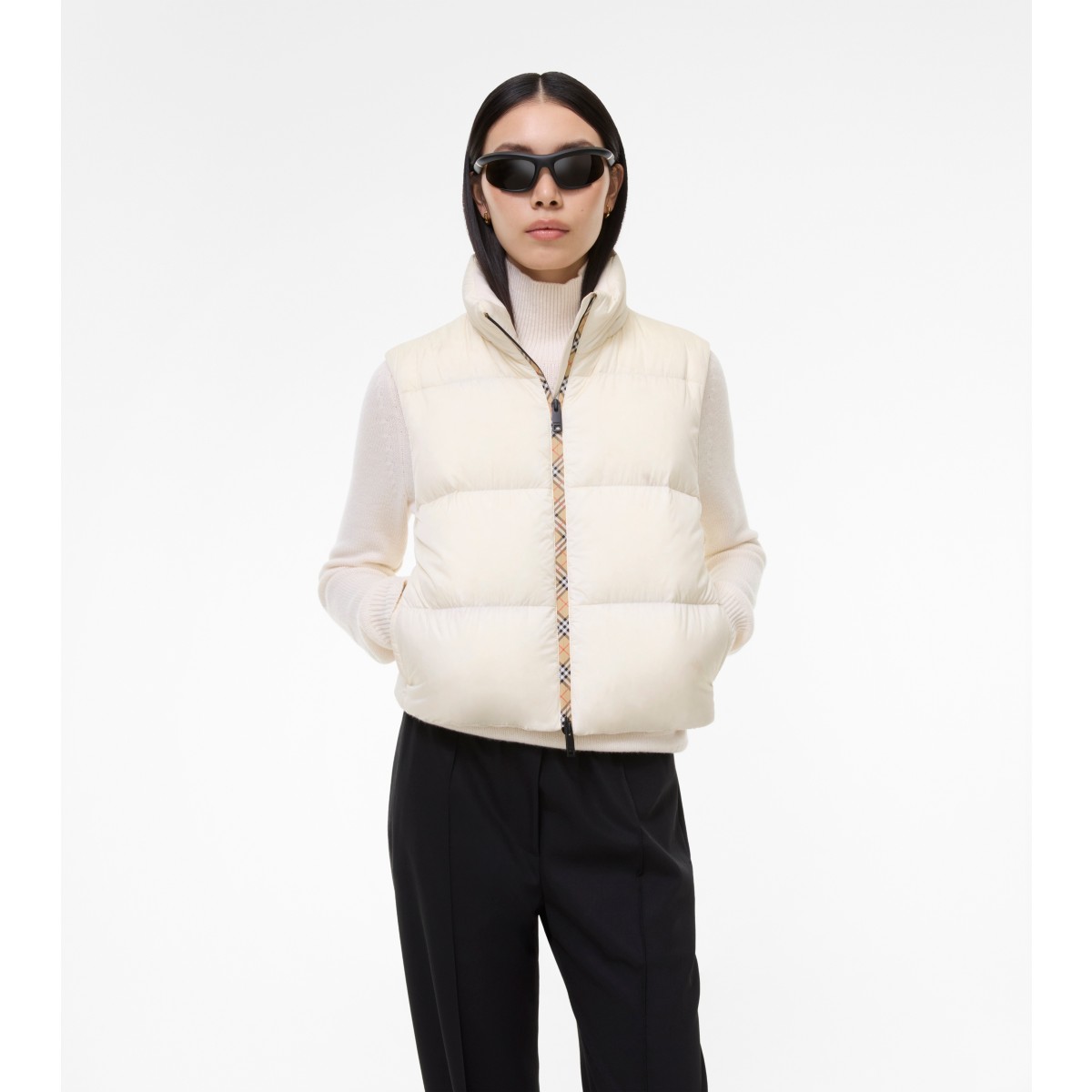  Check Detachable Sleeve Nylon Langdale Puffer Jacket