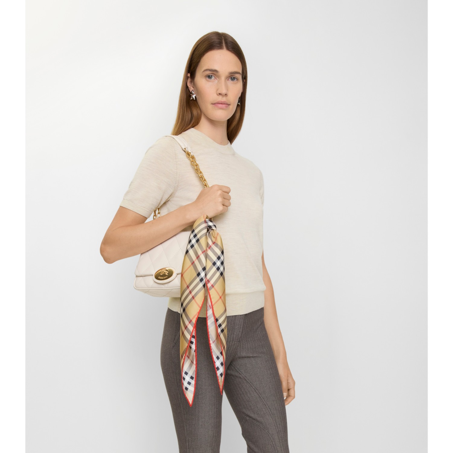 Check Silk Scarf in Sand beige | Burberry® Official