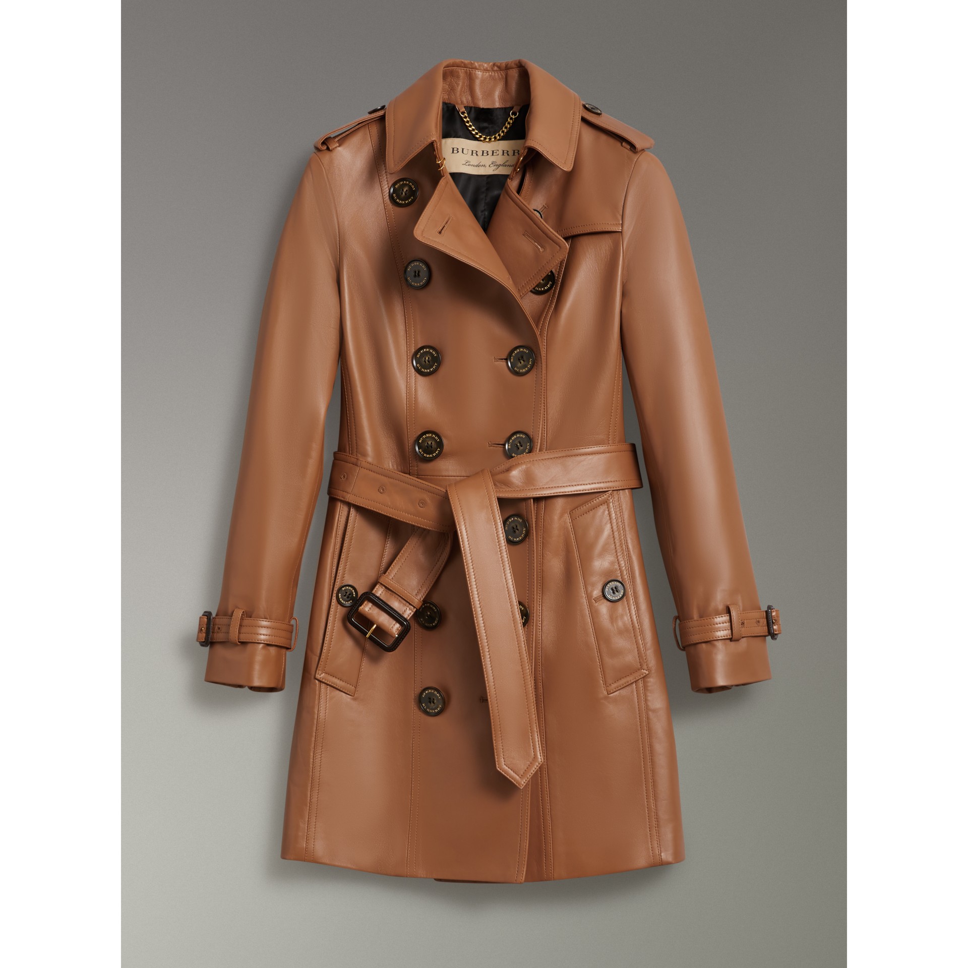 Sandringham Fit Lambskin Trench Coat in Caramel Burberry United States
