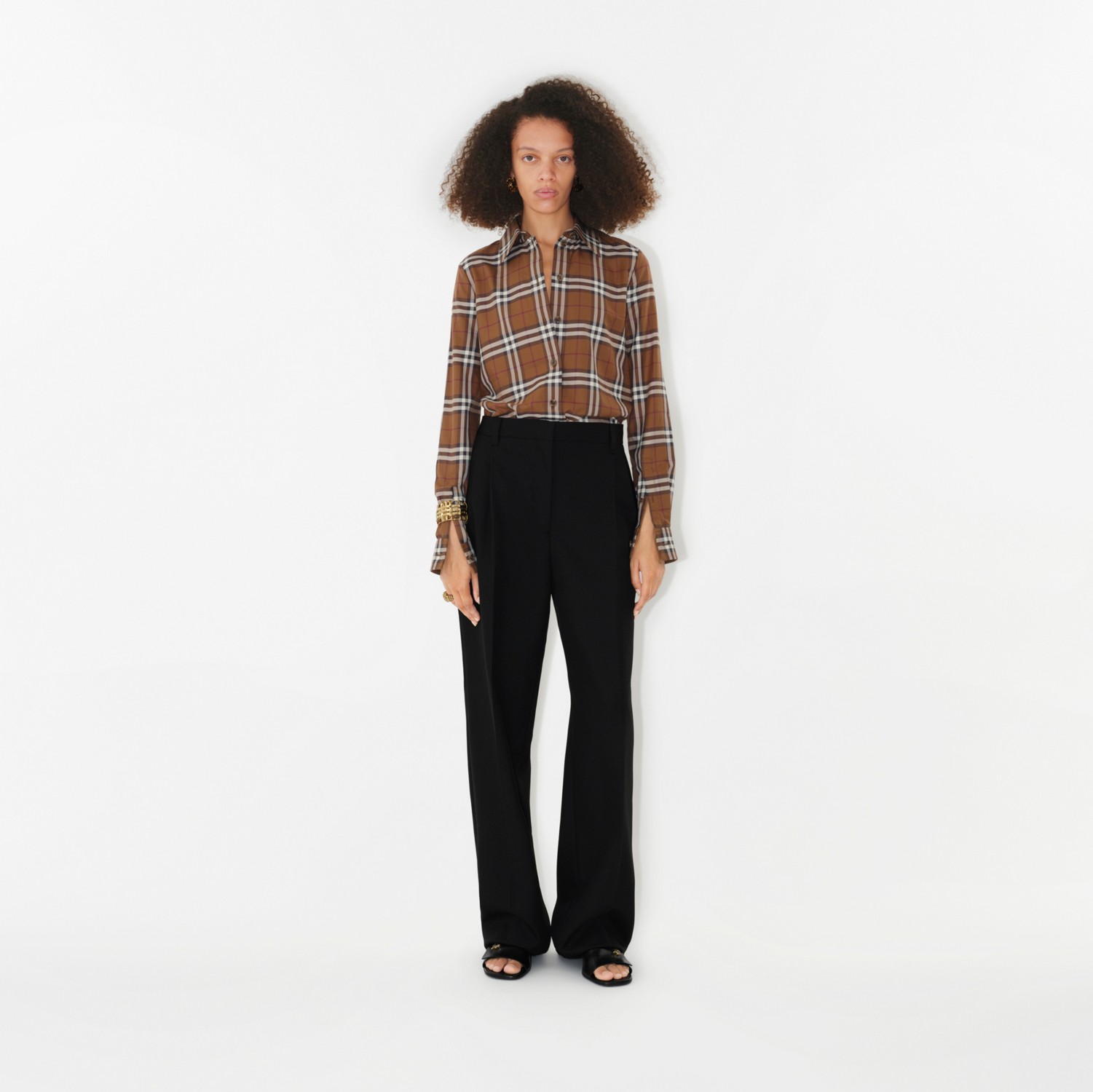 Check Cotton Shirt in Dark Birch Brown - Women | Burberry® Official