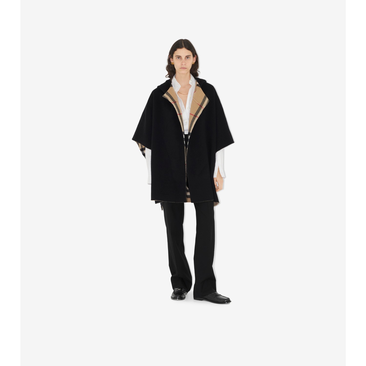 Cashmere Reversible Hooded Cape