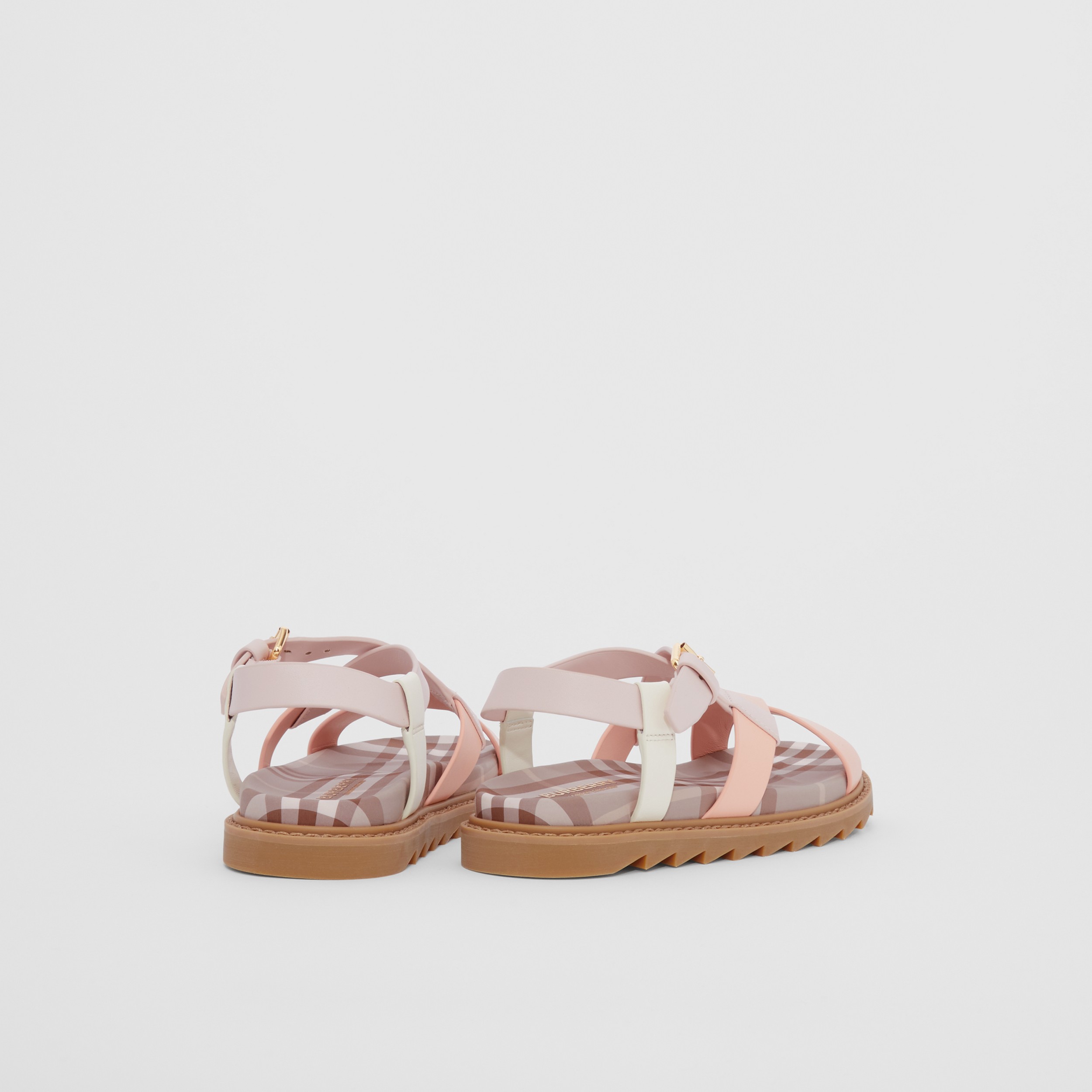Vintage Check and Leather Sandals in Powder Pink - Children | Burberry® Official - 3