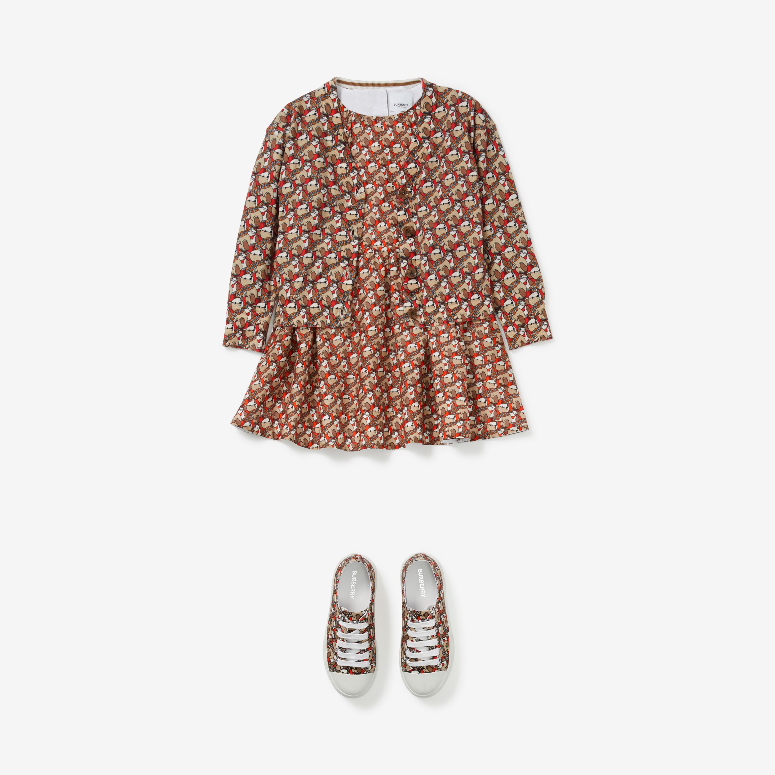 Thomas 泰迪熊印花棉质开衫 (红橙色) | Burberry® 博柏利官网 - 3