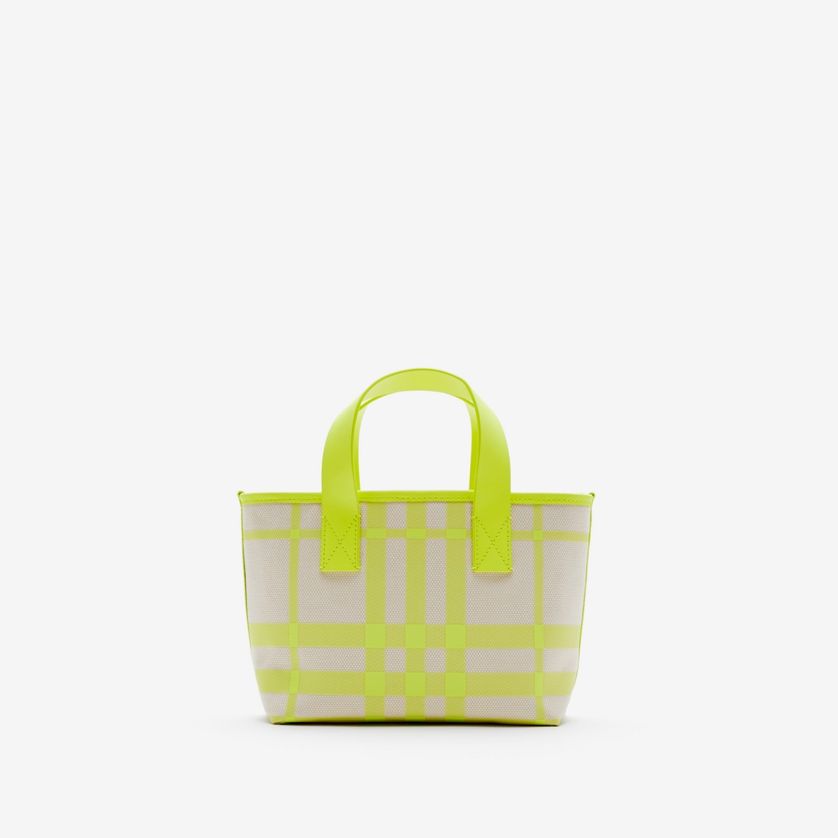 Burberry Childrens Check Tote In Vivid Lime