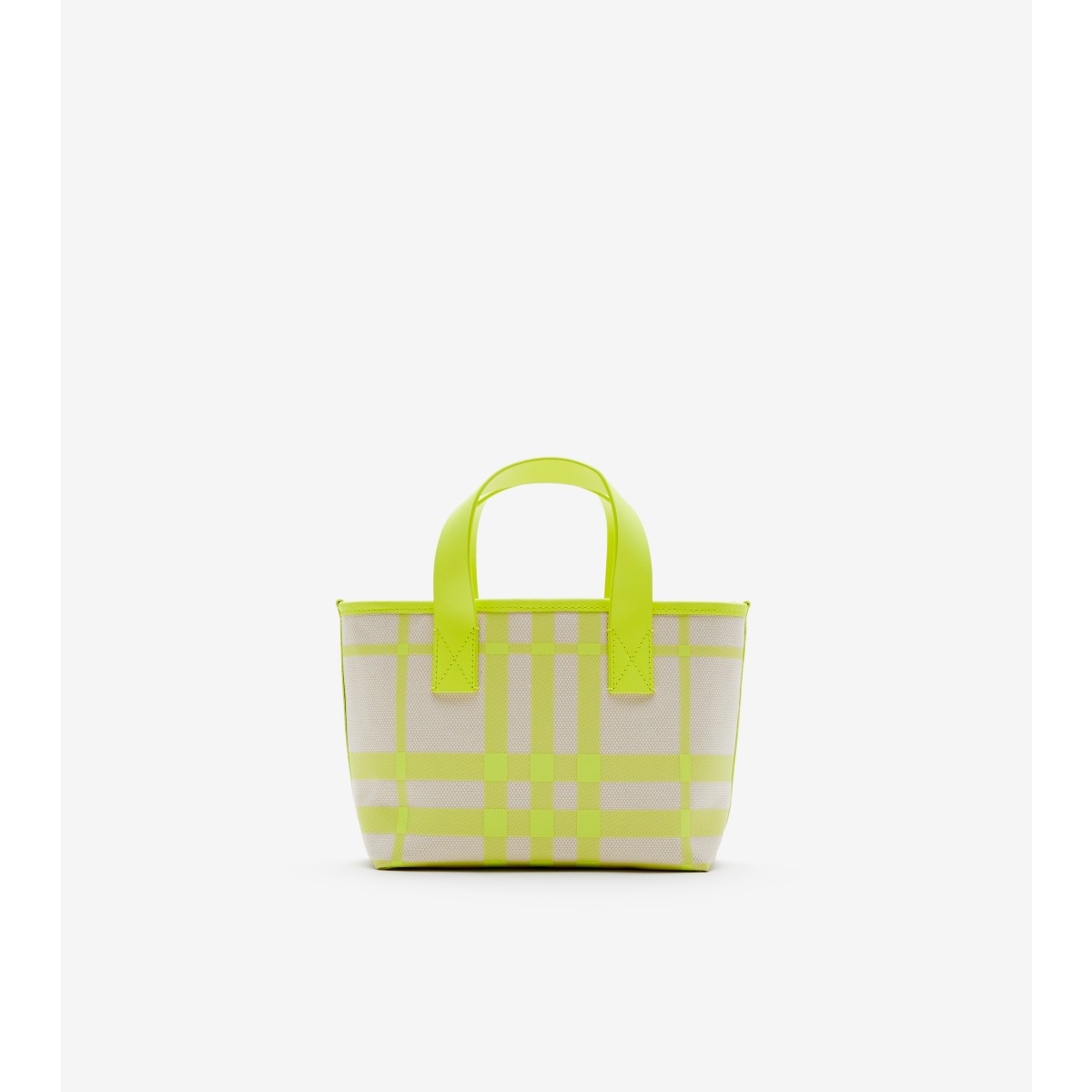 Burberry Childrens Check Tote In Vivid Lime