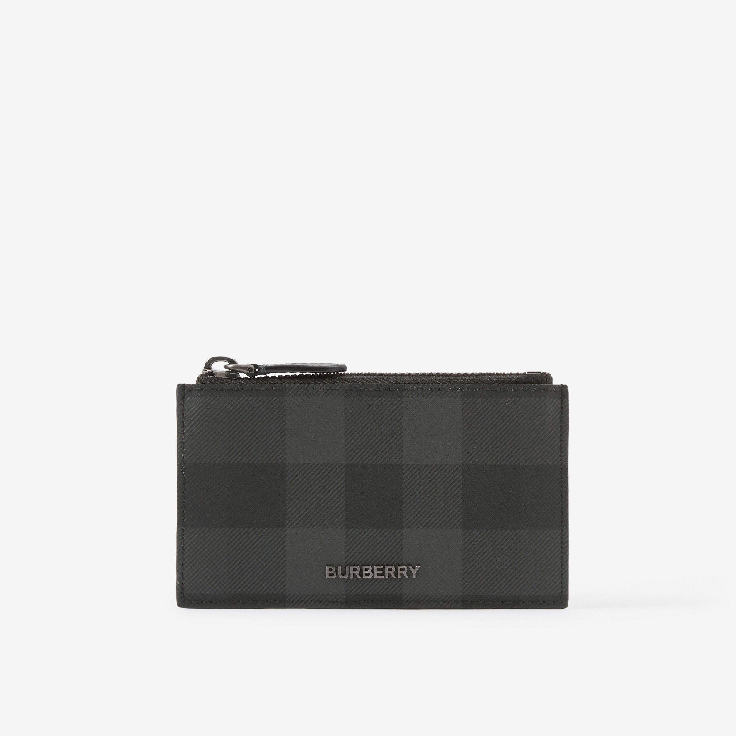 Charcoal Check Zip Card Case - Men | Burberry® Official - 1