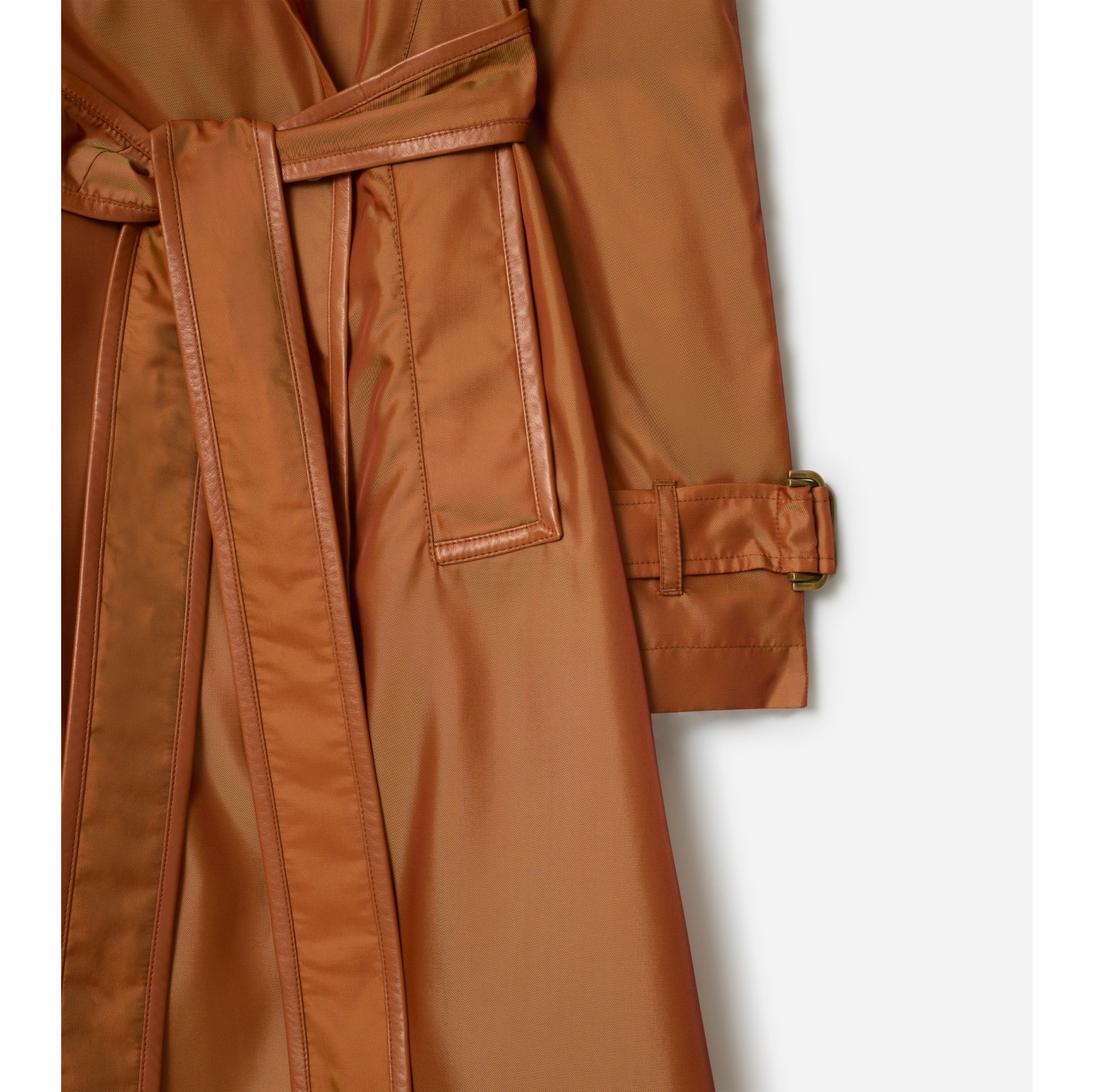 Long Nylon Blend Hooded Trench Coat in Bright toffee brown - Women | Burberry® Official