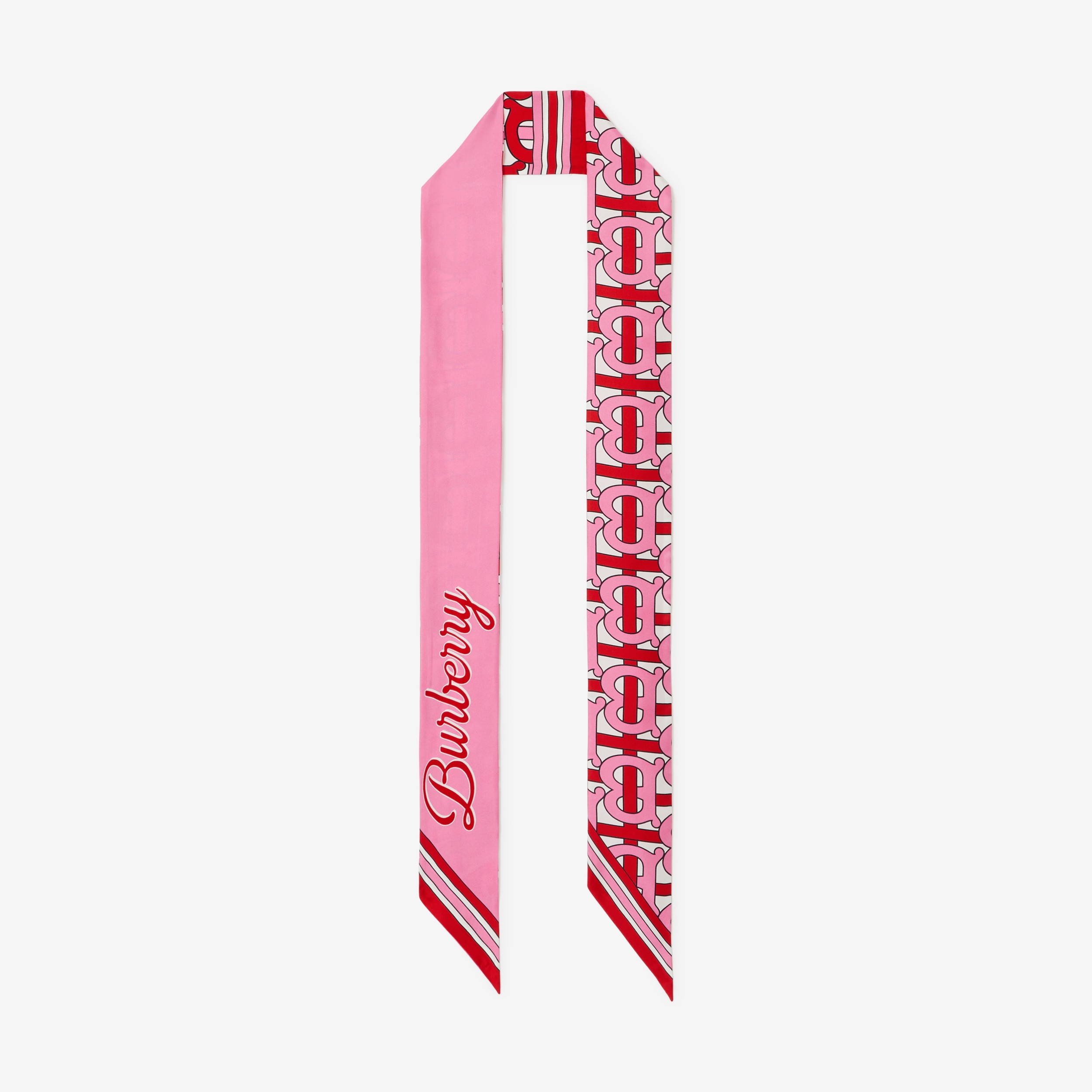 Montage Print Silk Skinny Scarf in Bubblegum Pink - Women | Burberry® Official - 1