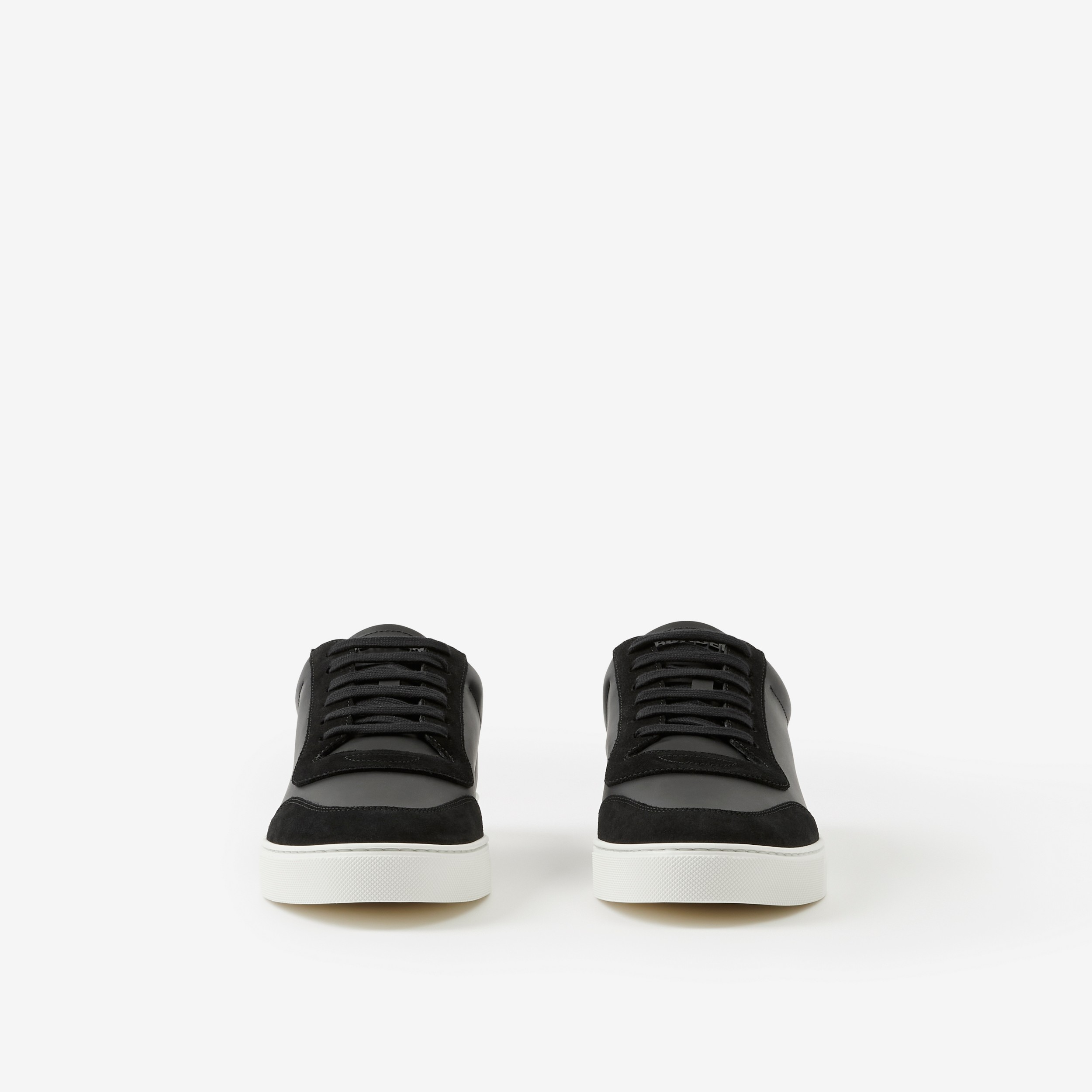 Leather, Suede and Vintage Check Cotton Sneakers in Black - Men | Burberry® Official - 2