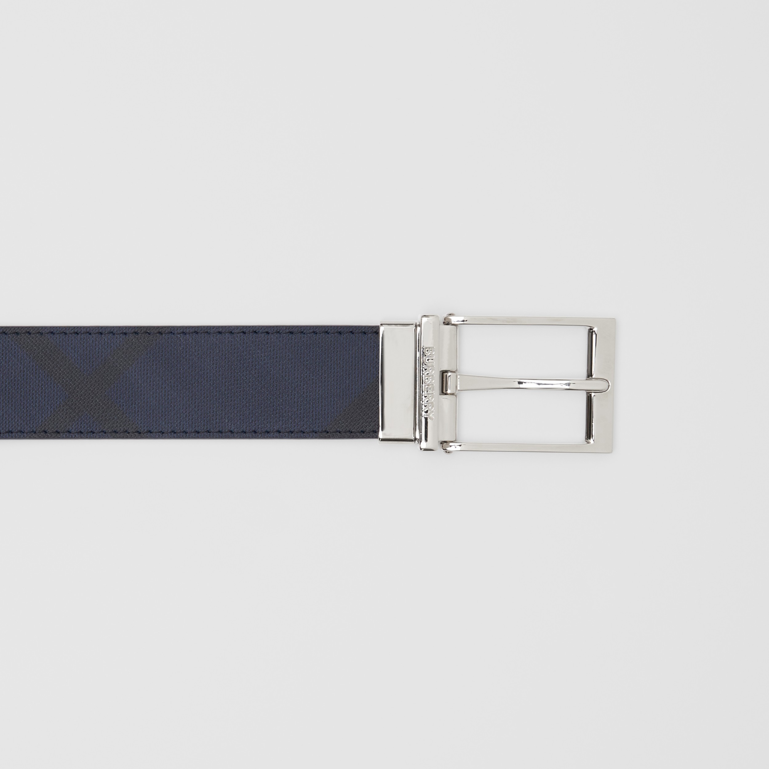 Reversible London Check and Leather Belt in Navy/blue - Men | Burberry®  Official