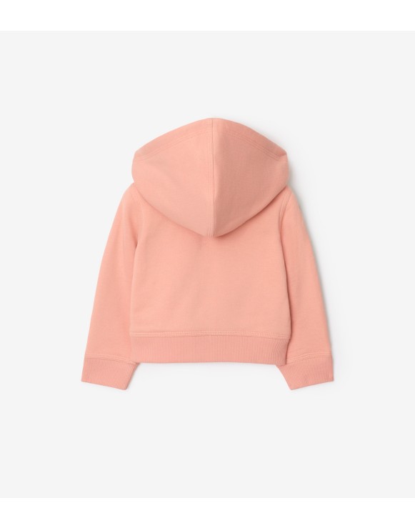 Check Trim Cotton Zip Hoodie