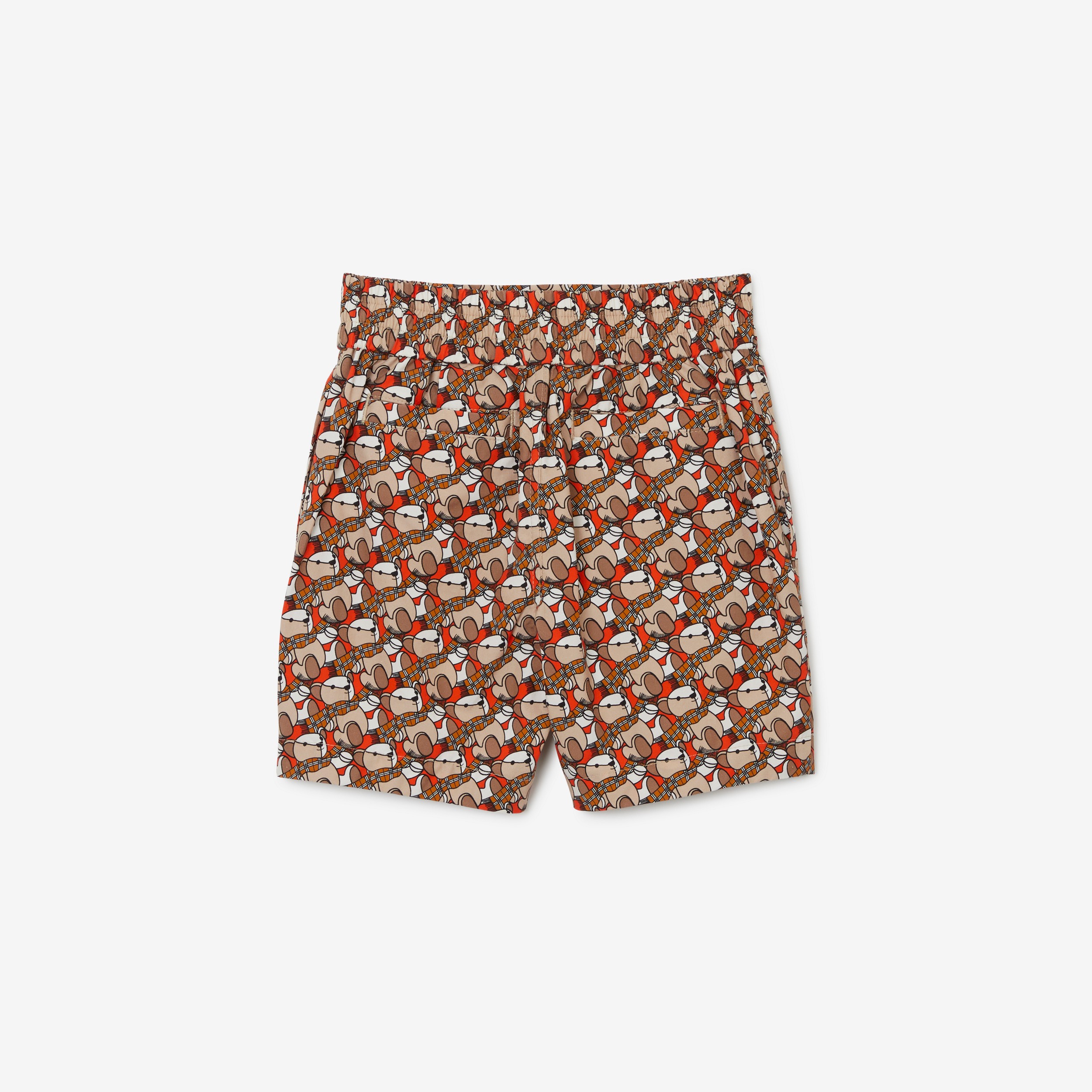 Thomas Bear Print Cotton Shorts in Scarlet Orange - Children | Burberry® Official - 2