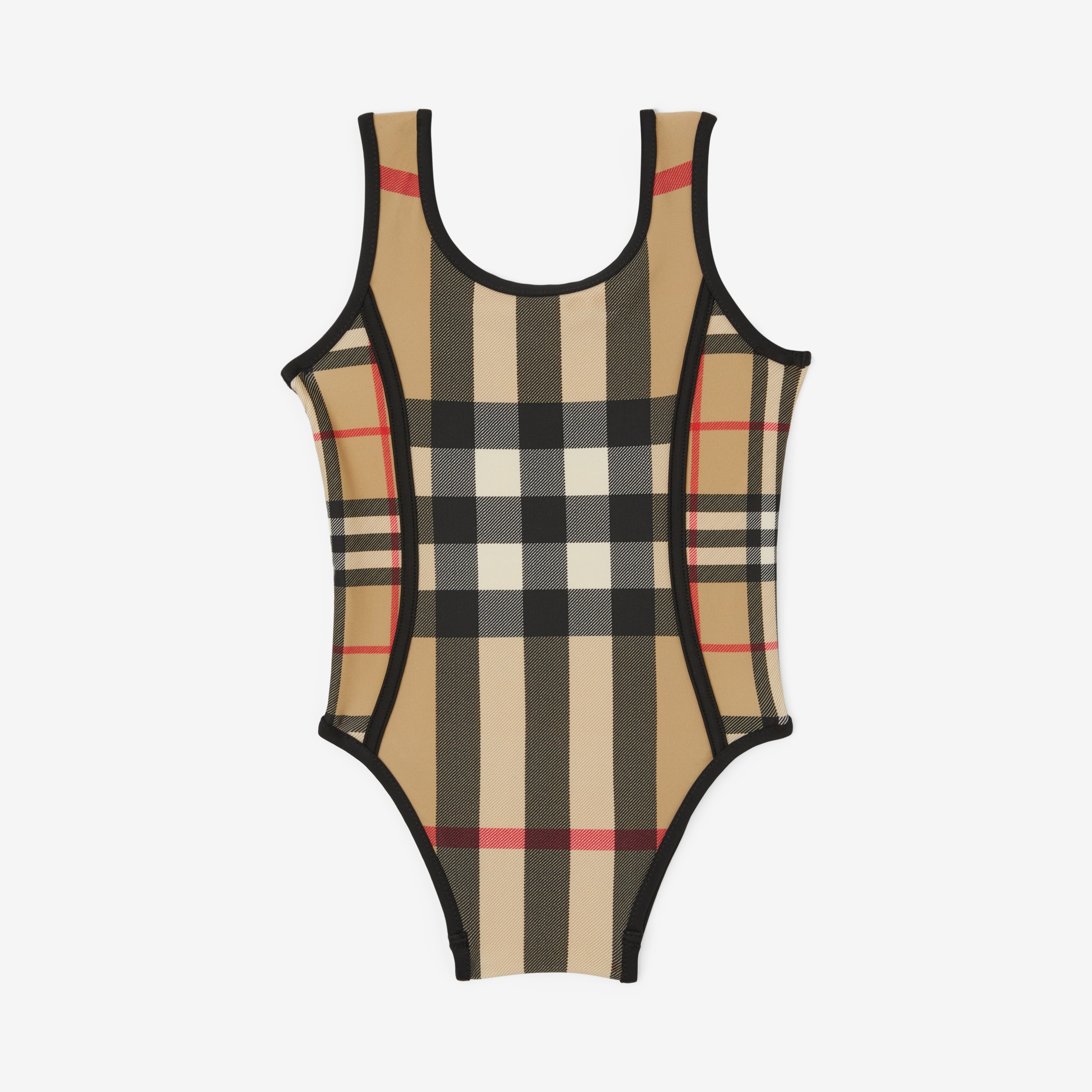 Maillot de bain en nylon stretch Check (Beige D'archive) - Enfant | Site officiel Burberry® - 1