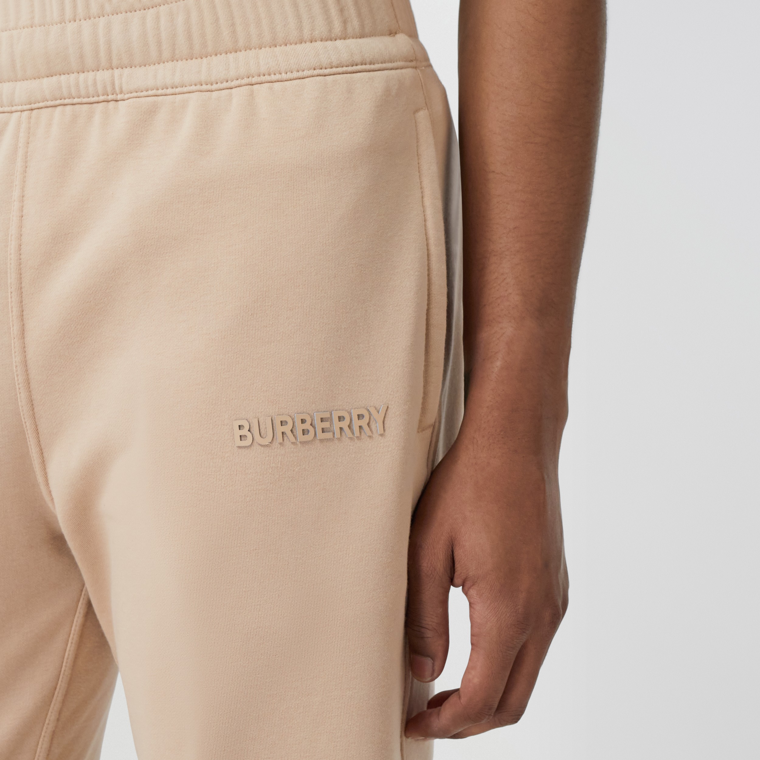 Logo Print Stretch Cotton Jogging Pants in Soft Fawn - Men | Burberry®  Official