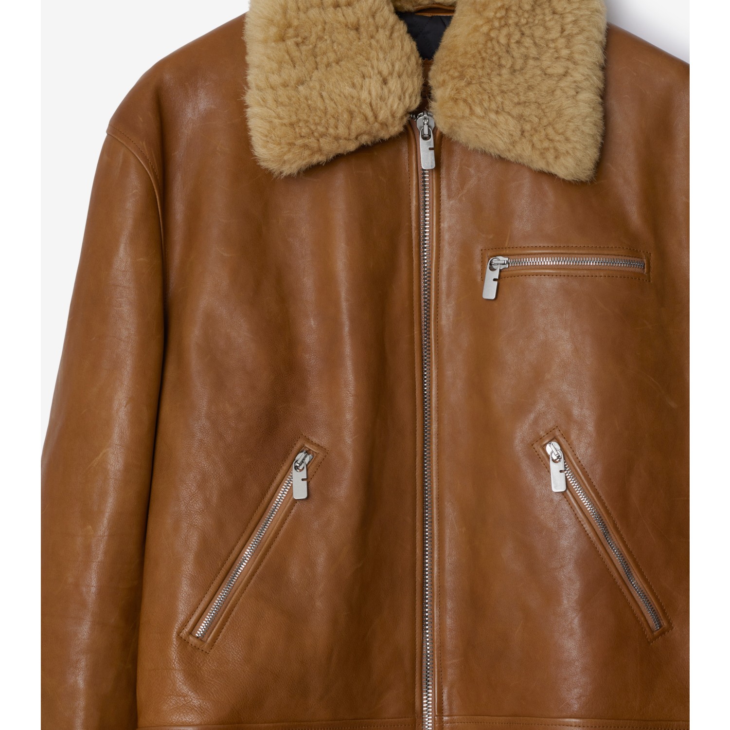 Burberry brown leather jacket best sale