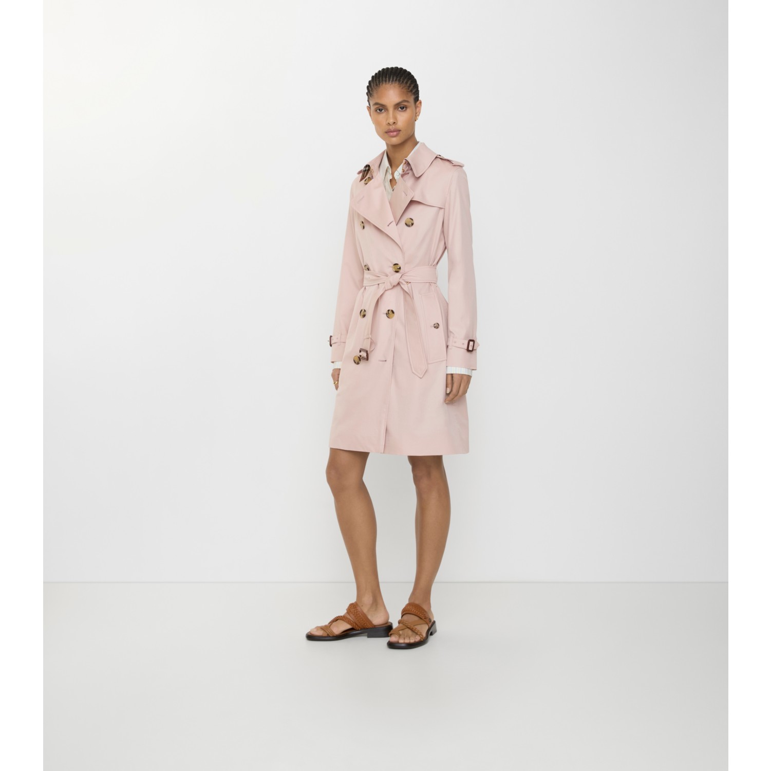 Mid-length Tropical Gabardine Kensington Trench Coat in Pale sugar pink - Women | Burberry® Official