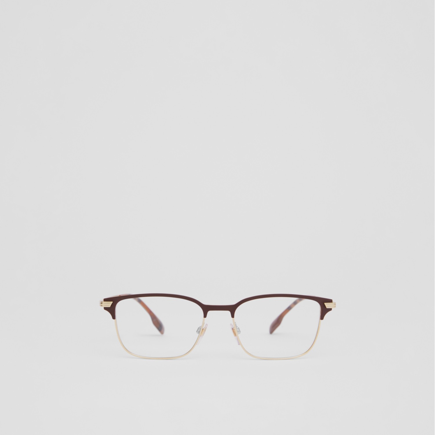 Monture rectangulaire pour lunettes de vue Bouleau brun Or clair Homme Site officiel Burberry