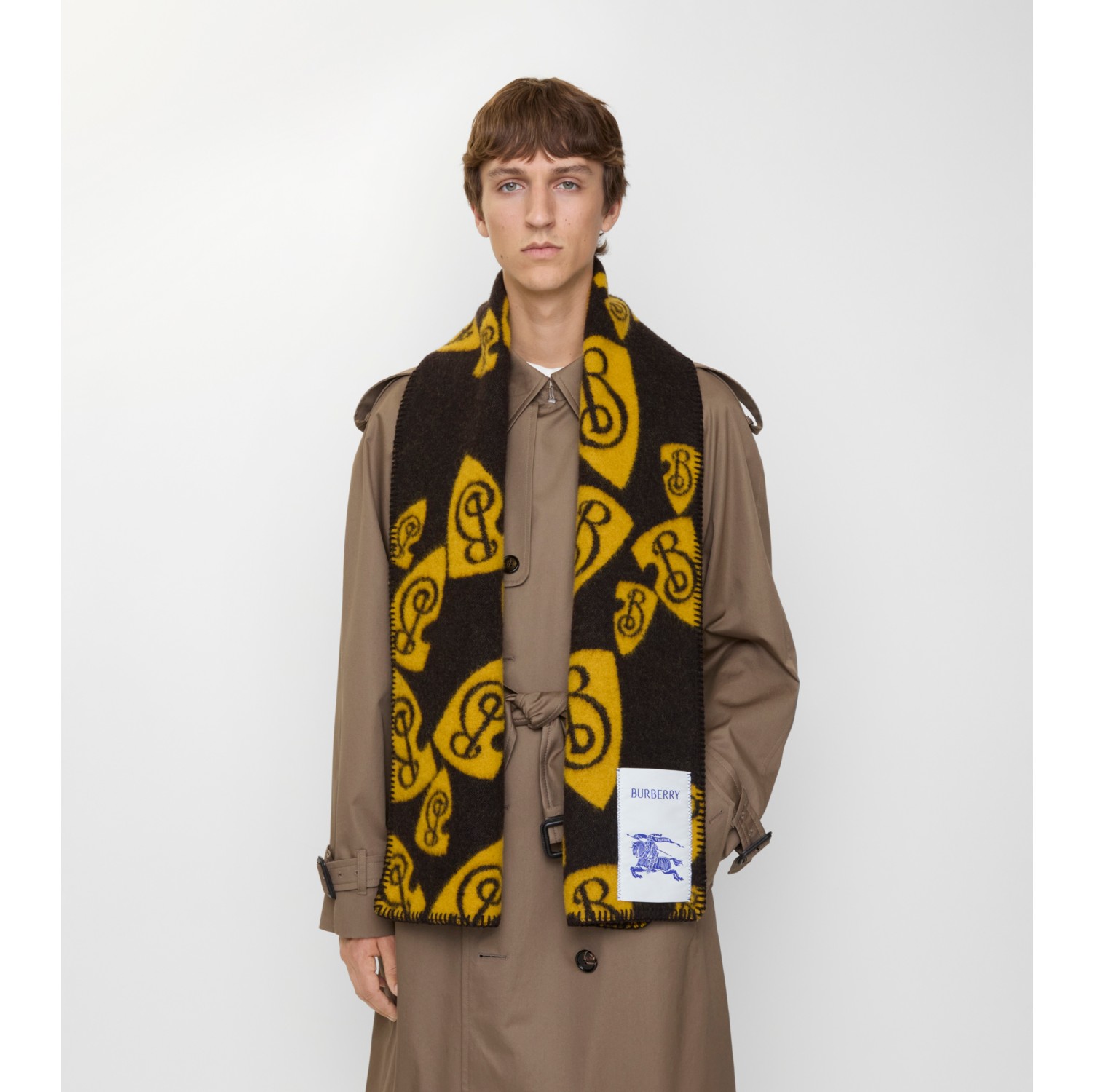 Cascading B Shield Wool Scarf