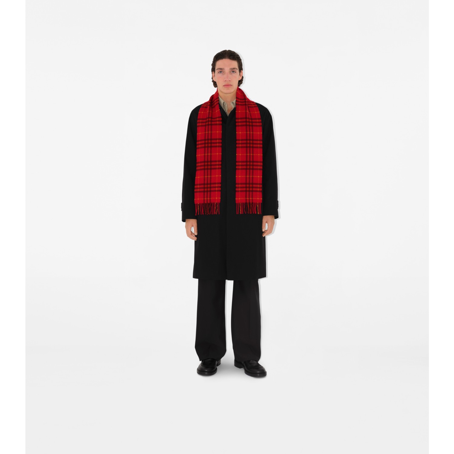 Narrow Check Cashmere Scarf