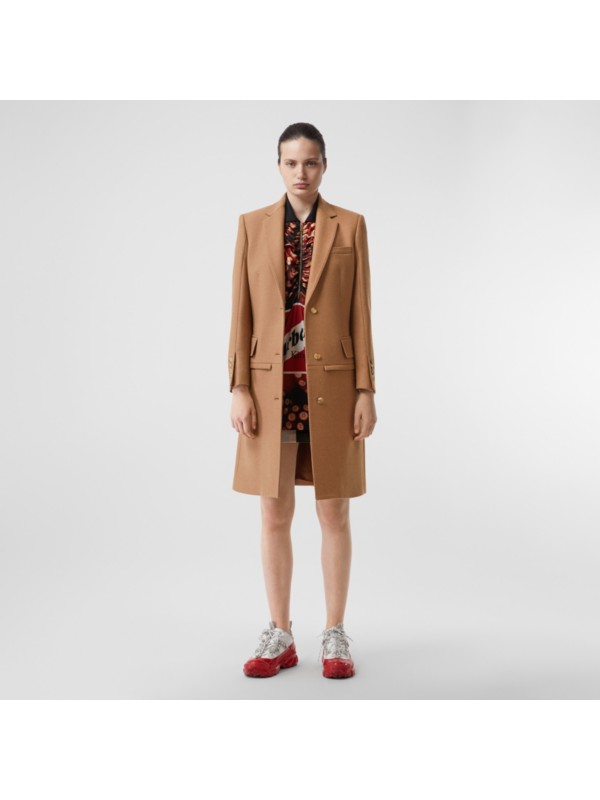 Camel Hair Tailored Coat With Detachable Gilet In Bronze Women