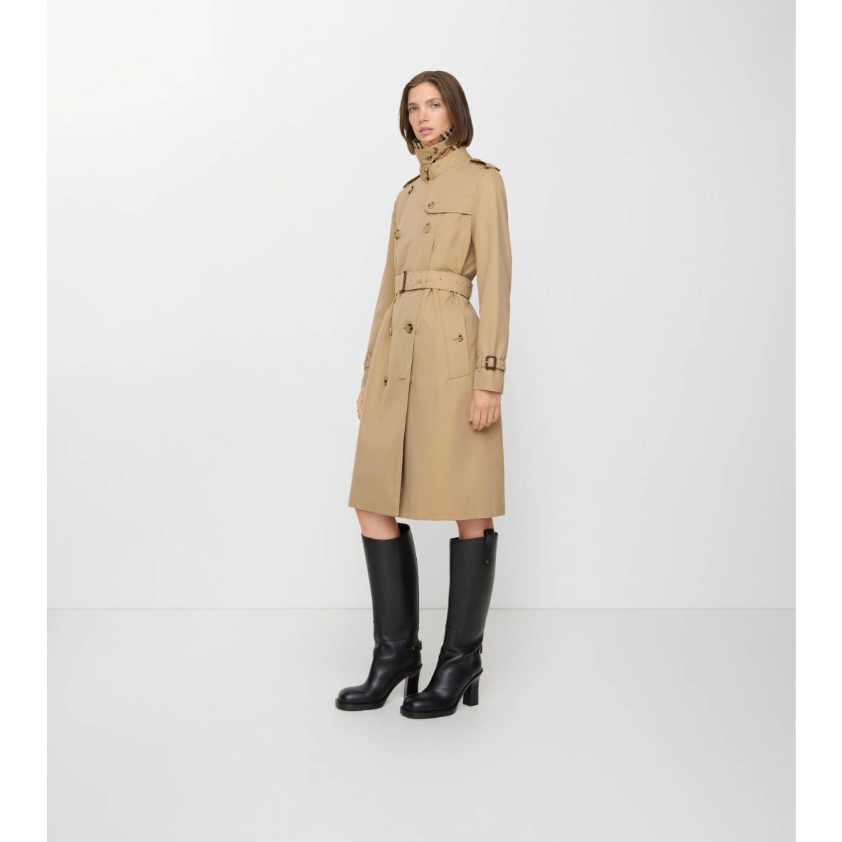  Check Long Kensington Heritage Trench Coat