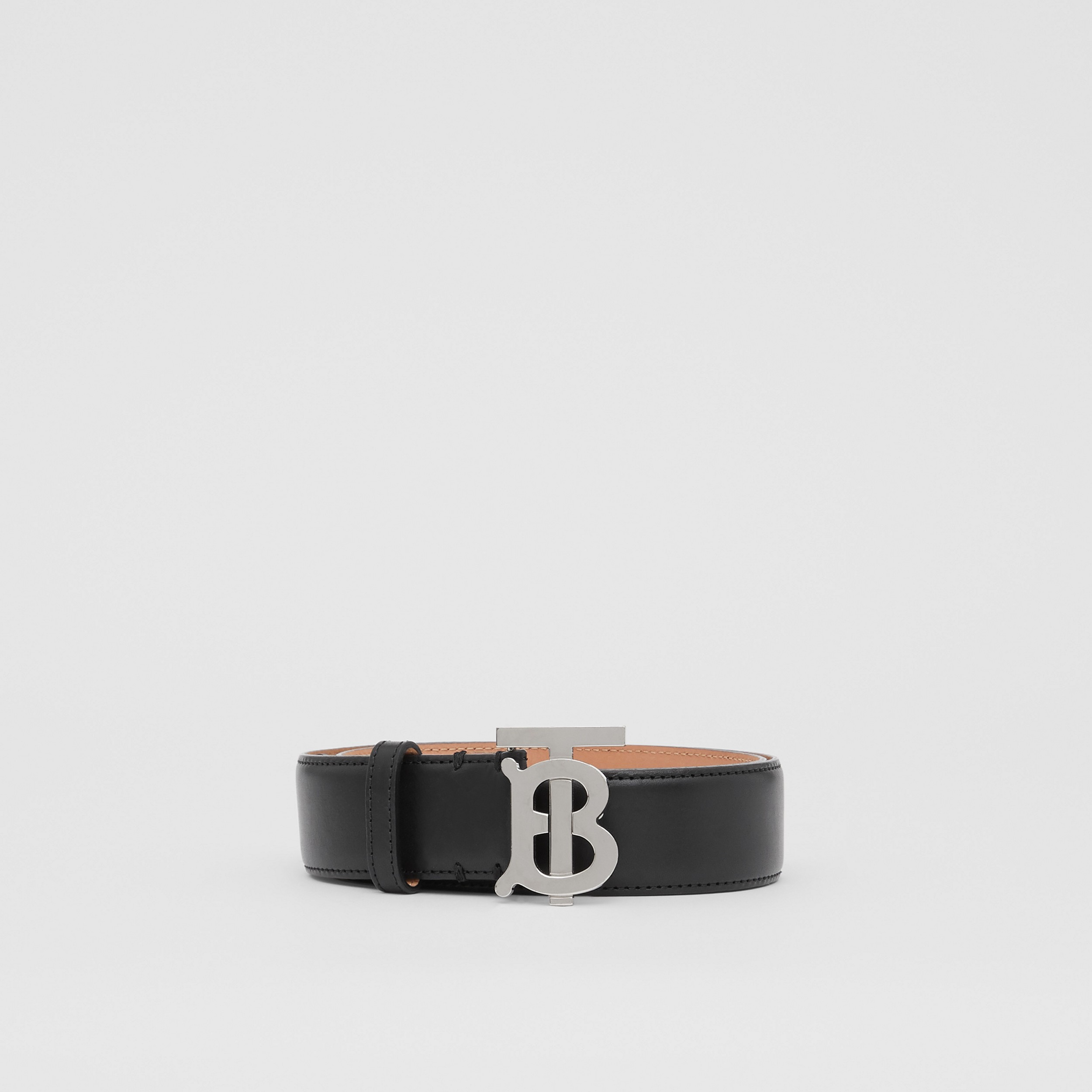 Monogram Motif Leather Belt in Black/palladium - Women | Burberry® Official - 4