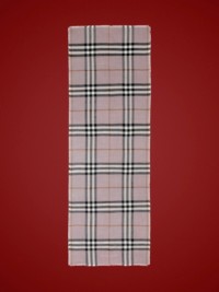 Grey and Pale Candy Pink Check Lightweight Wool Silk Scarf