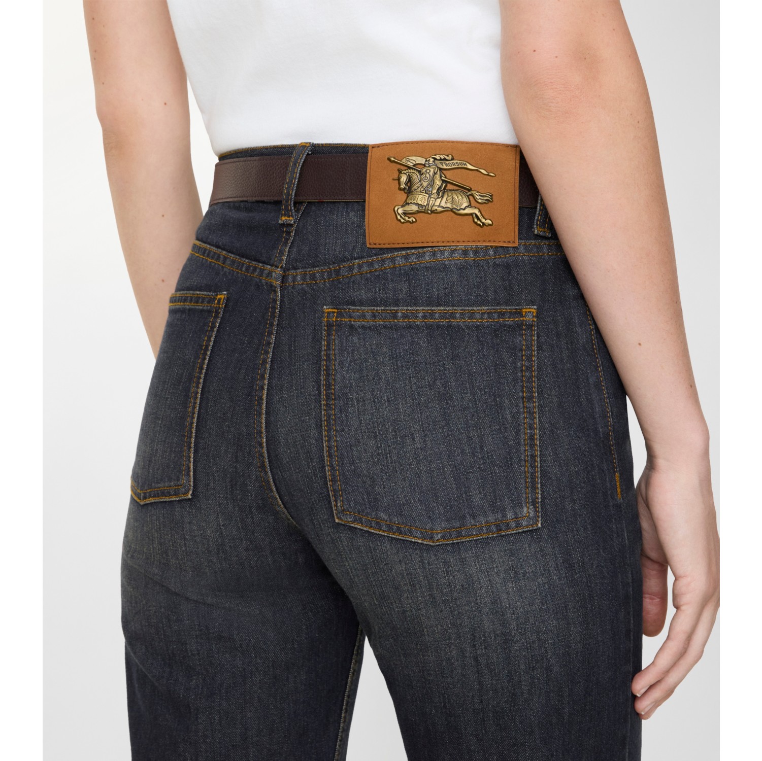 Mid-rise Straight Jeans in Mid blue - Women, Cotton, Denim | Burberry® Official