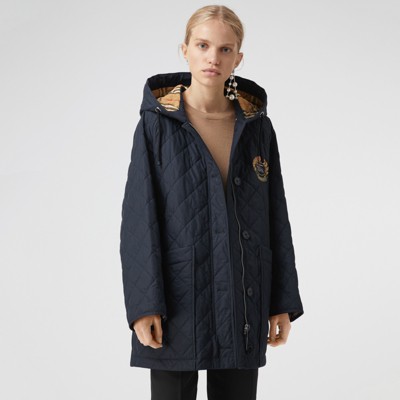 Diamond Quilted Oversized Hooded Parka 
