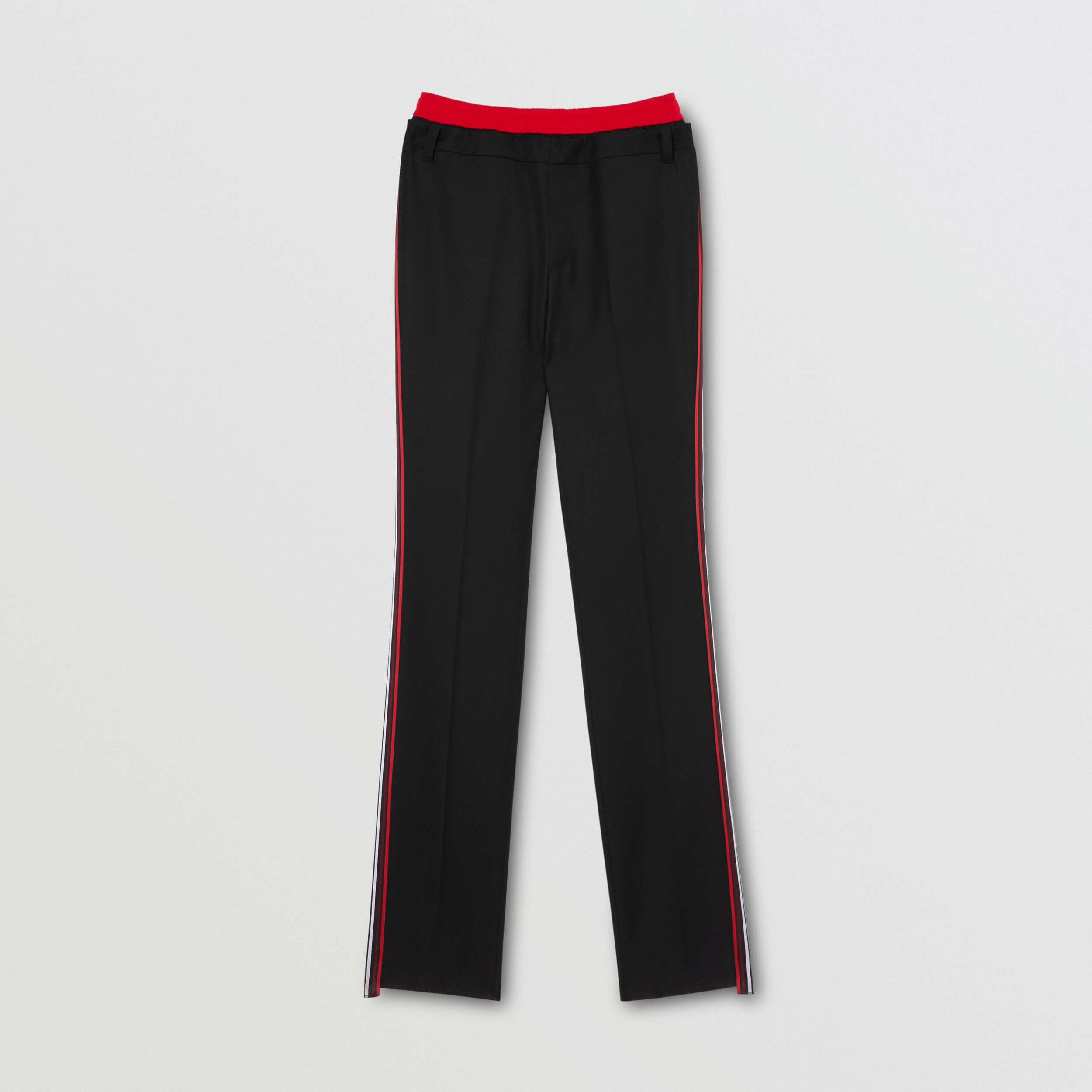 Classic Fit Stripe Detail Double-waist Wool Trousers in Black - Men ...