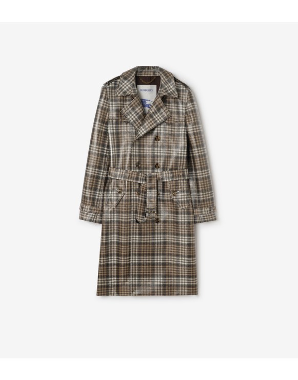 Long Check Coated Raffia-effect Foxfield Trench Coat