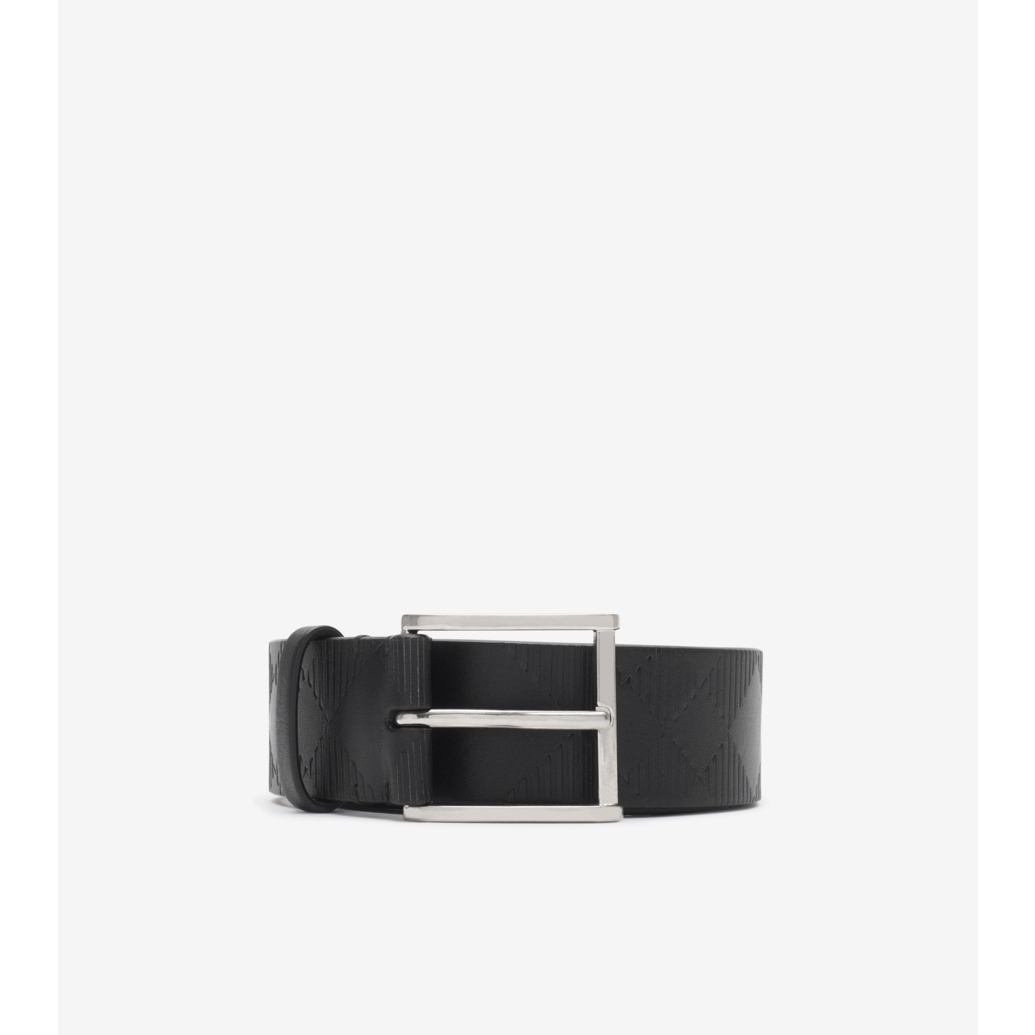 Check Leather Belt in Black Men Burberry Official