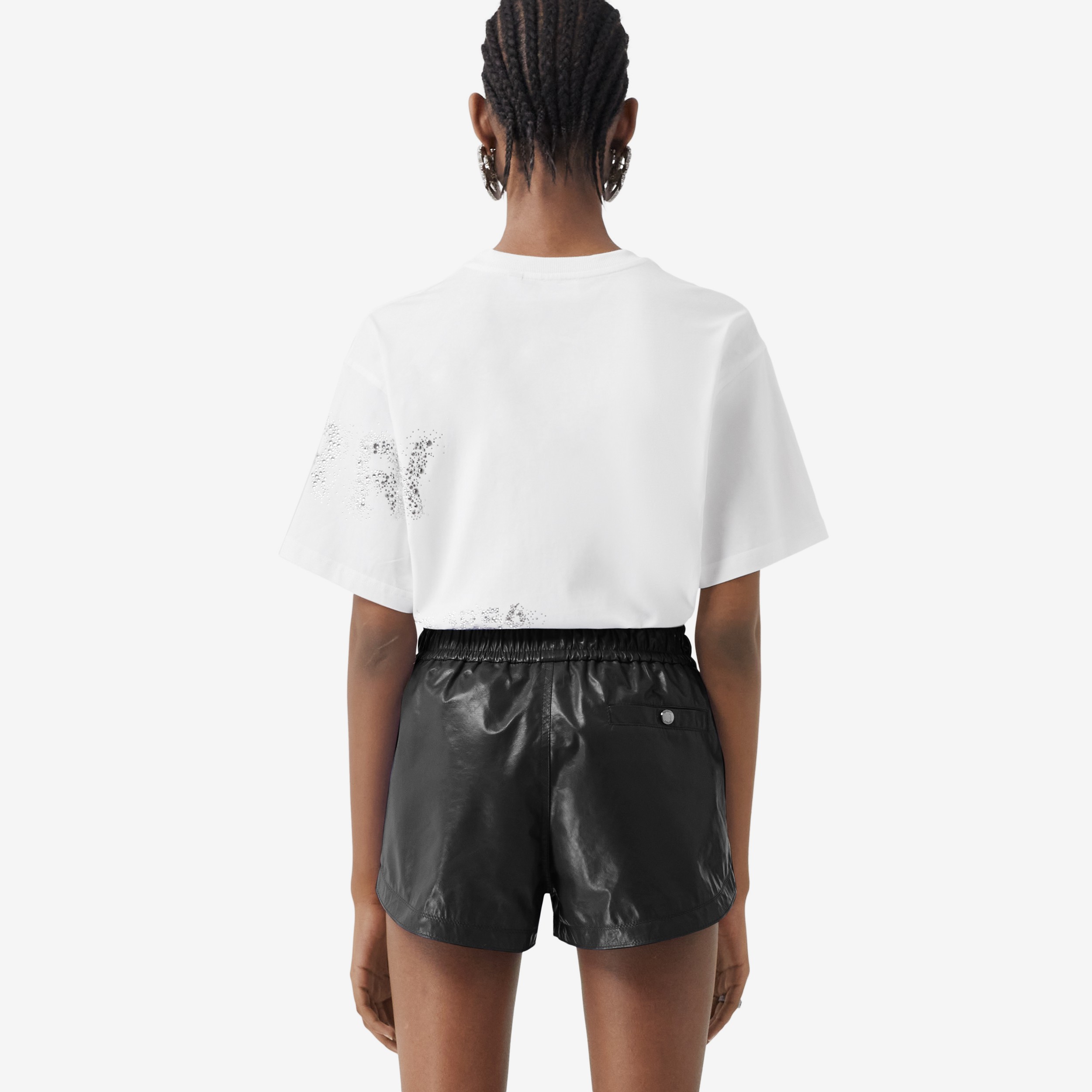 Crystal Horseferry Cotton Oversized T-shirt in White - Women | Burberry® Official - 3